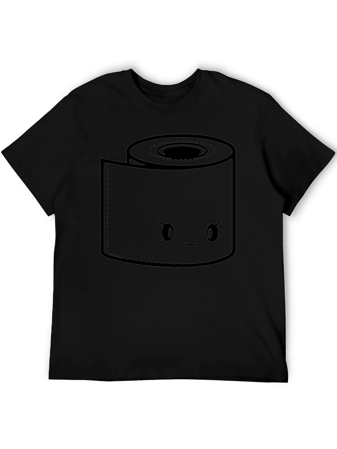 Toilet Paper Kawaii Graphic Black T-Shirt