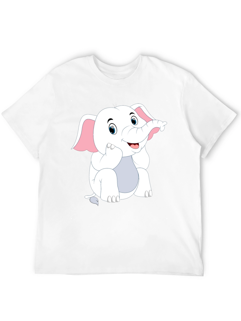 Black T-Shirt with Cute Cartoon Elephant Design