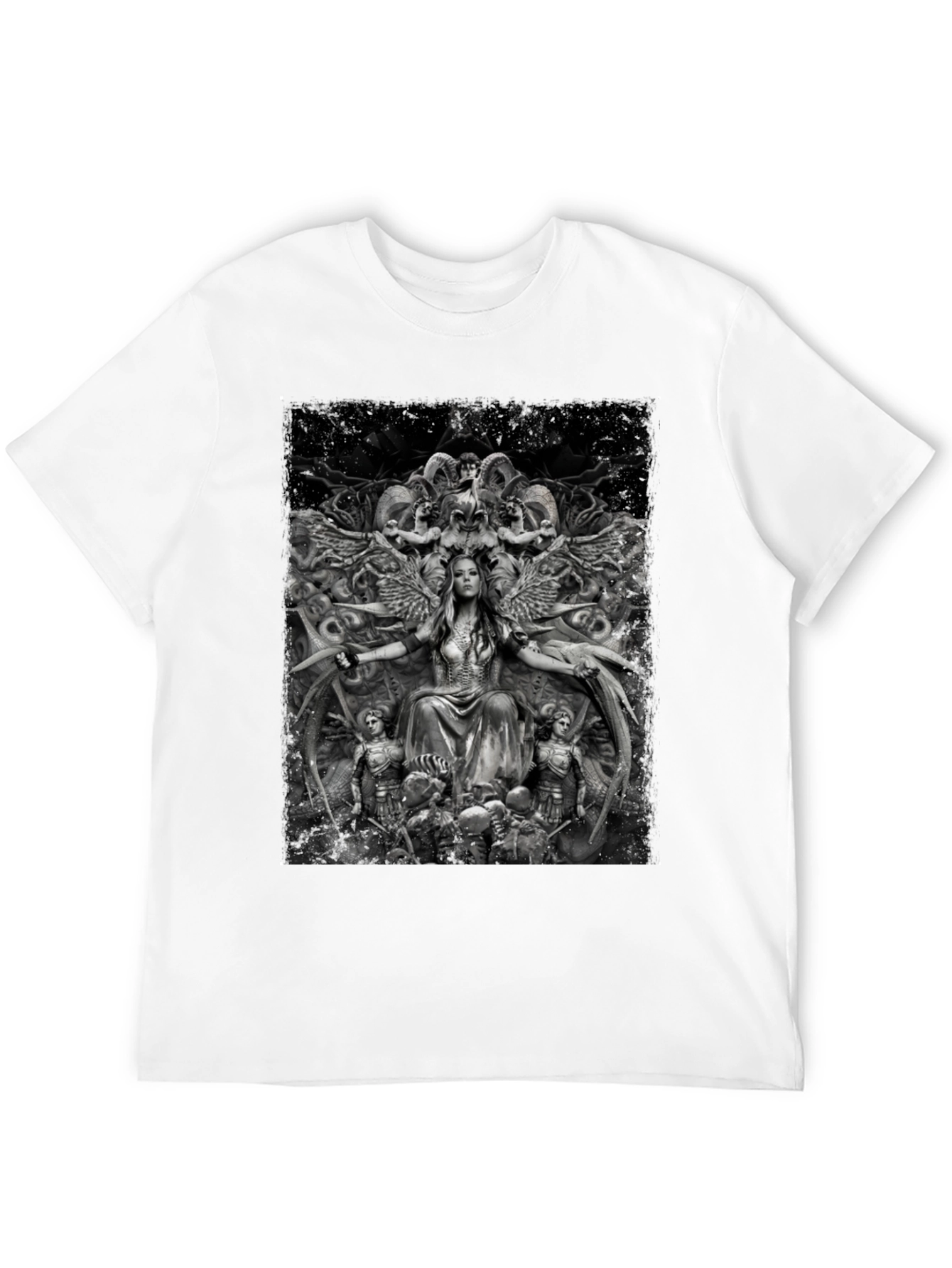 Fantasy Art Graphic Print Black T-Shirt
