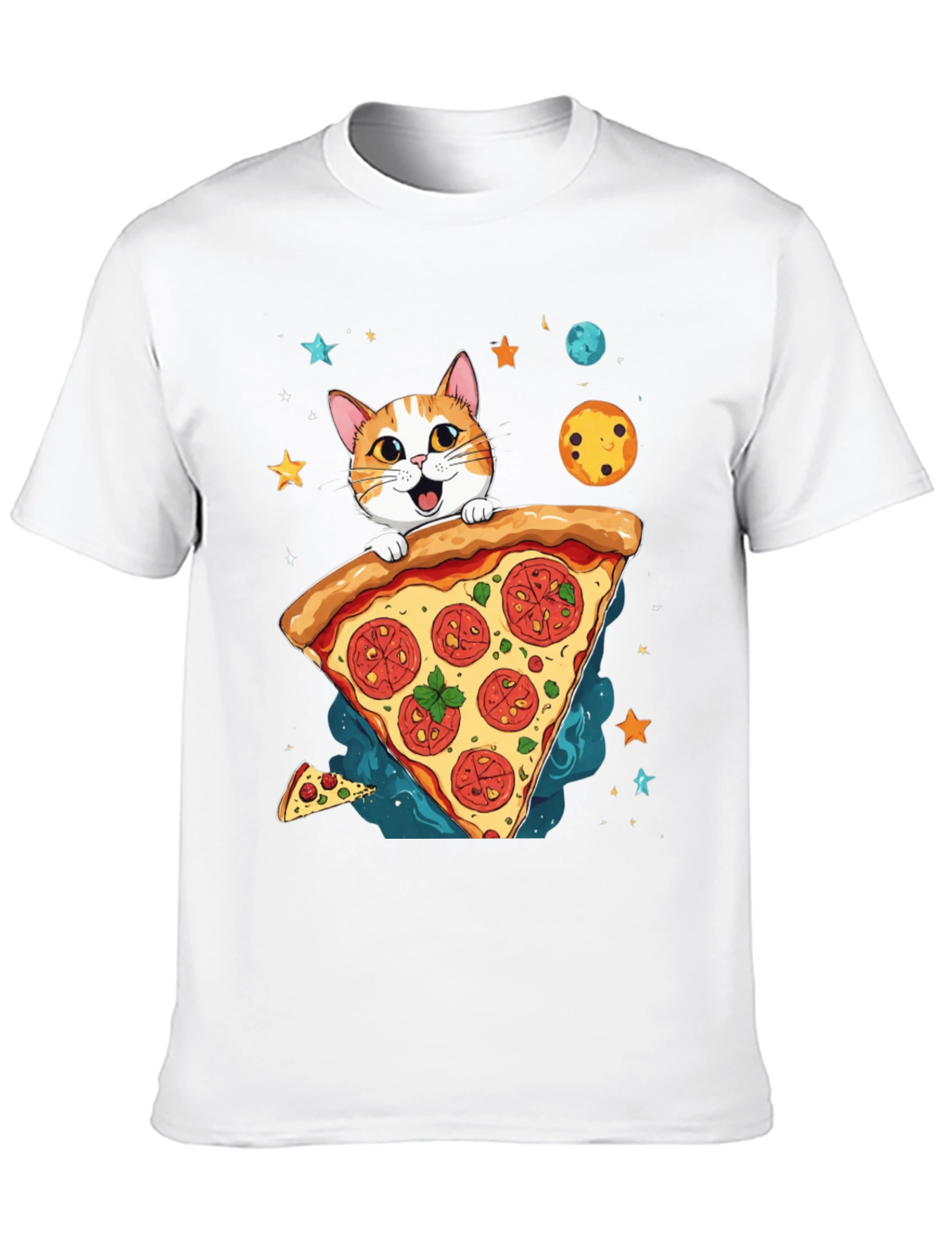 Cat Pizza Space T-Shirt