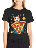 Cat Pizza Space T-Shirt