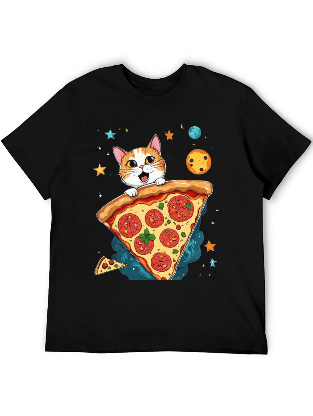 Cat Pizza Space T-Shirt