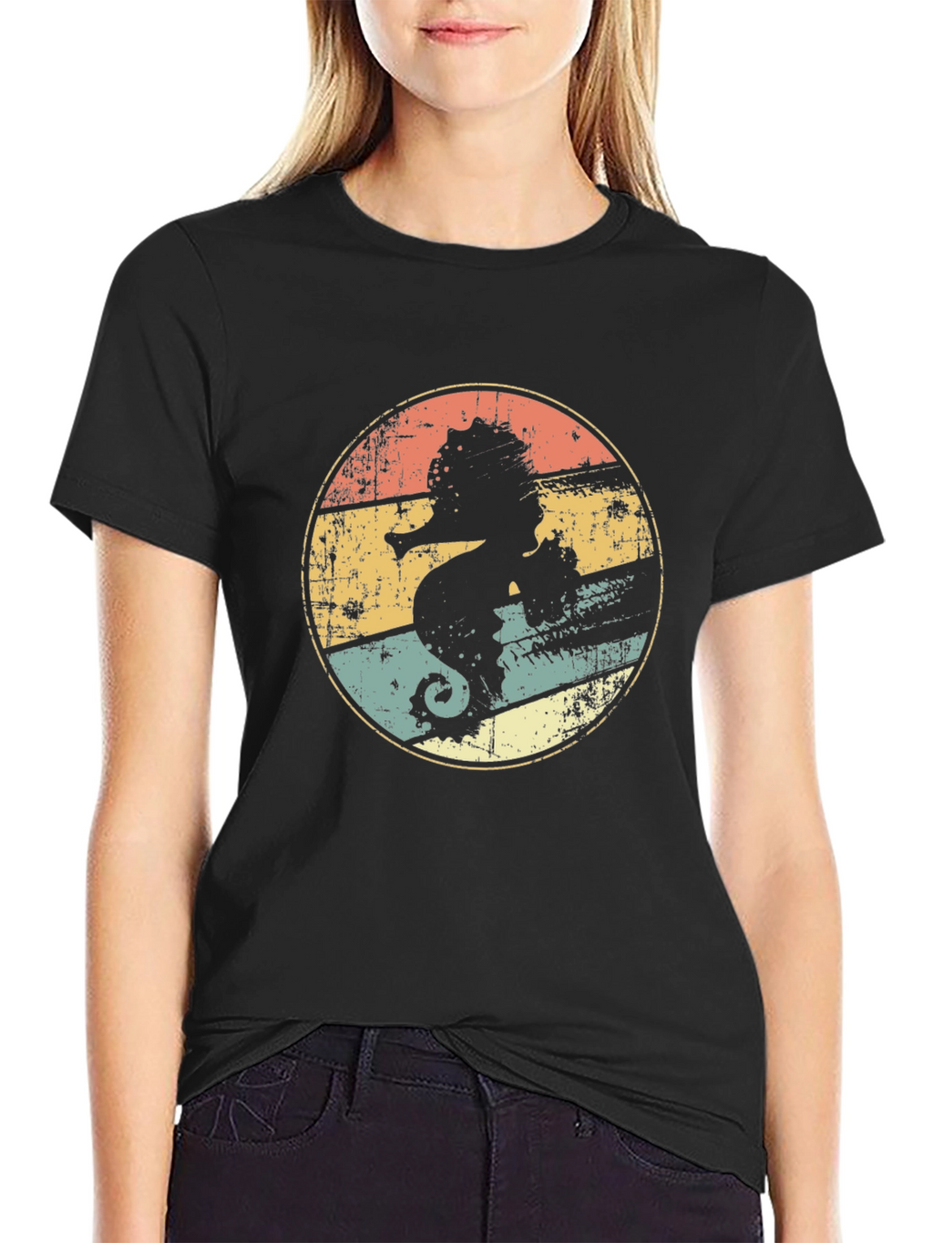 Retro Seahorse Graphic T-Shirt