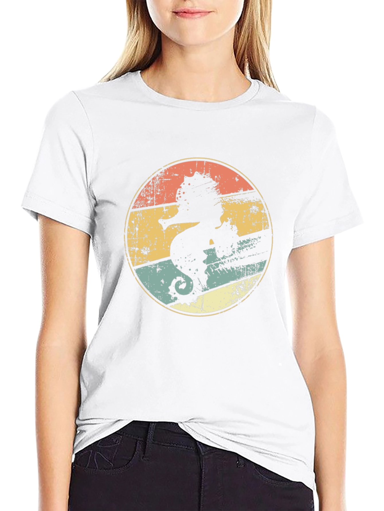 Retro Seahorse Graphic T-Shirt