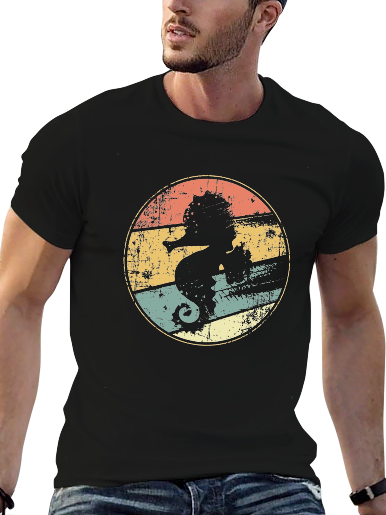 Retro Seahorse Graphic T-Shirt