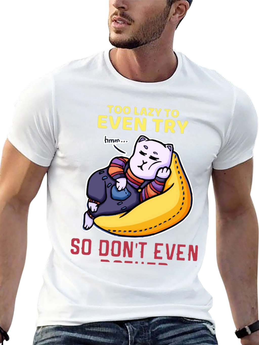 Lazy Cat Graphic T-Shirt - Mens