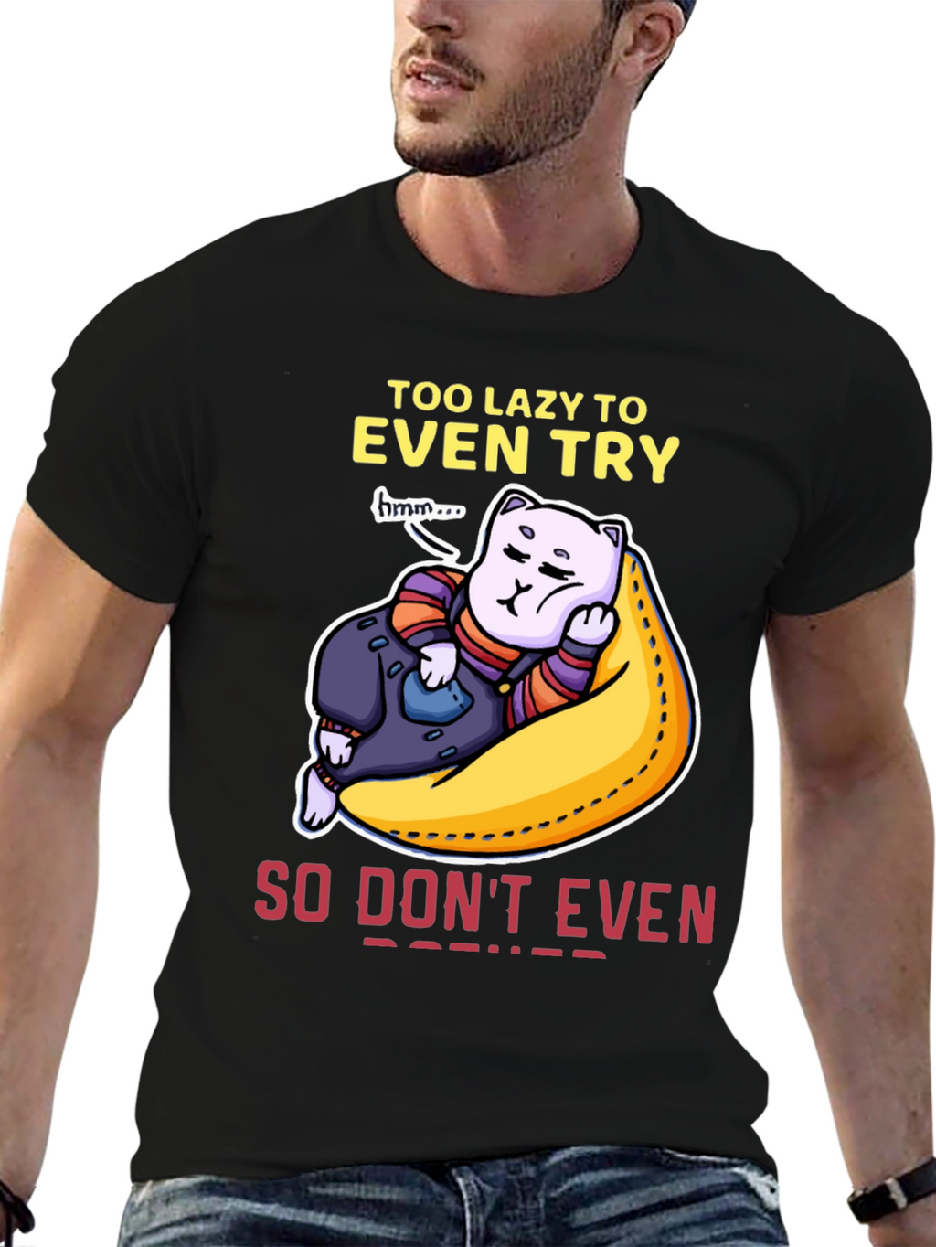 Lazy Cat Graphic T-Shirt - Mens