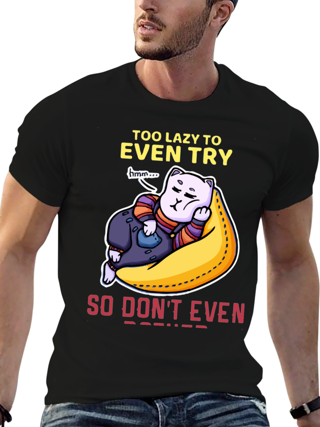 Lazy Cat Graphic T-Shirt - Mens