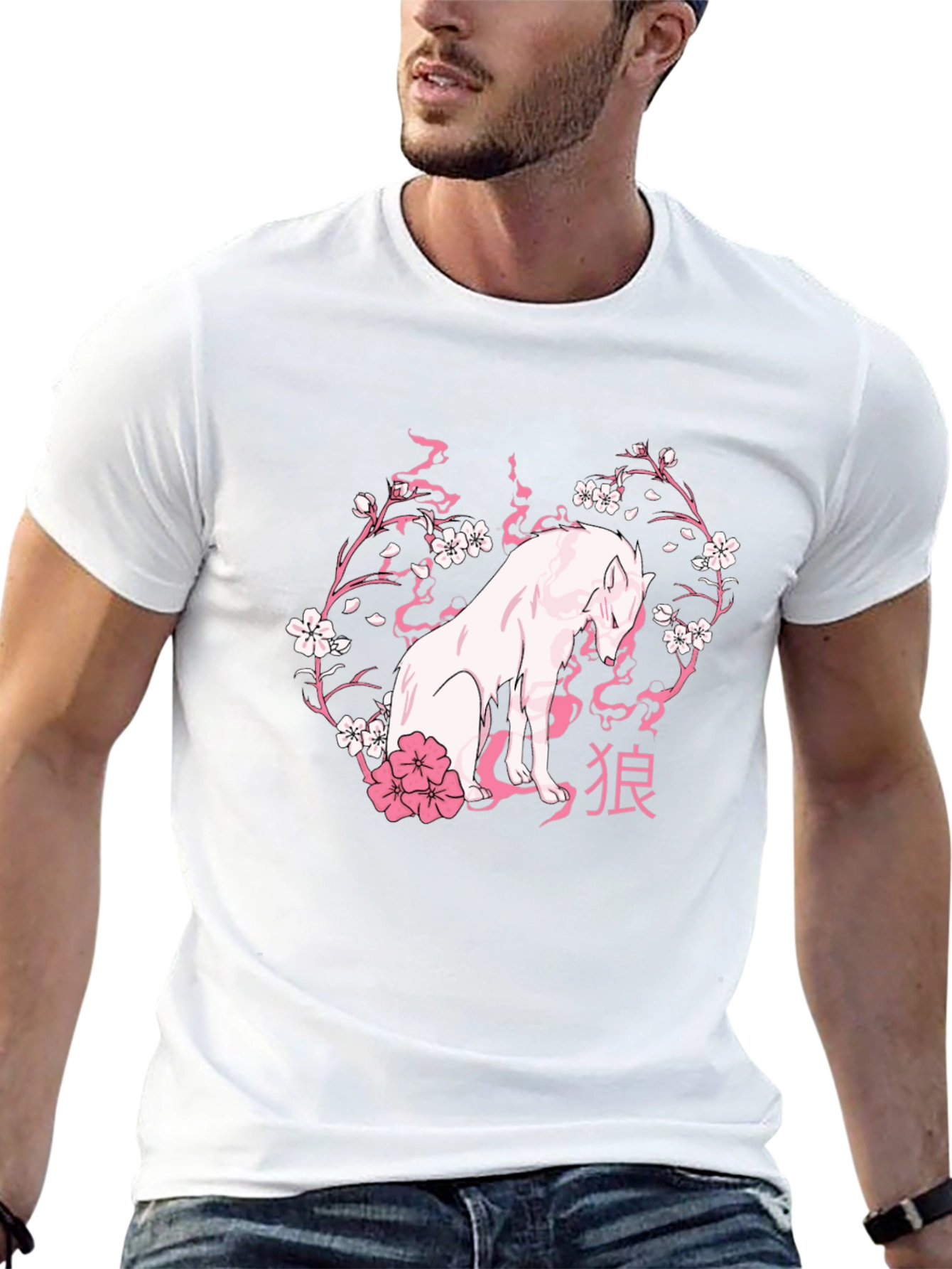 Wolf & Cherry Blossom Graphic Tee