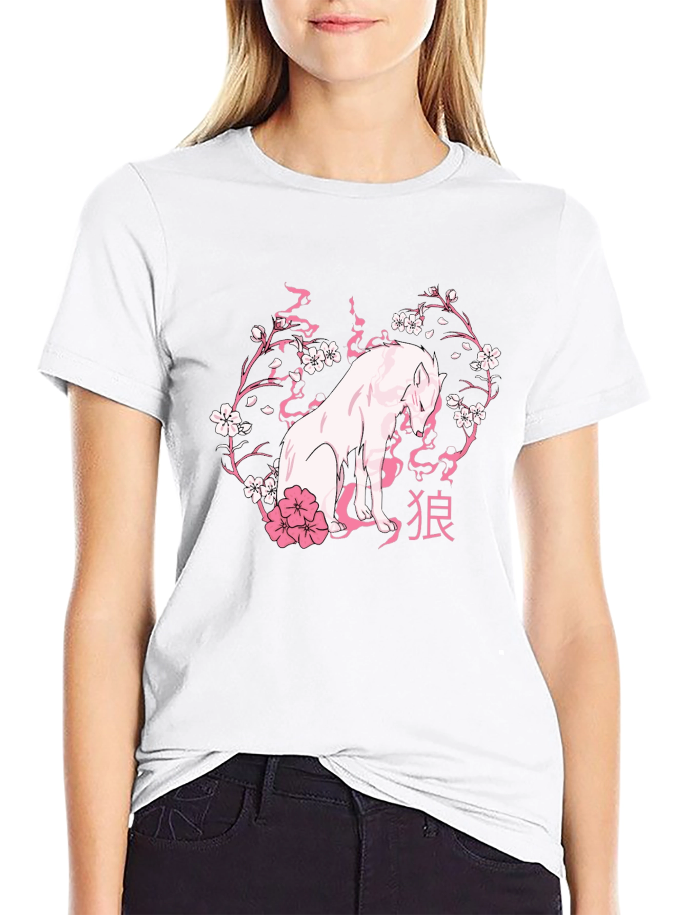 Wolf & Cherry Blossom Graphic Tee