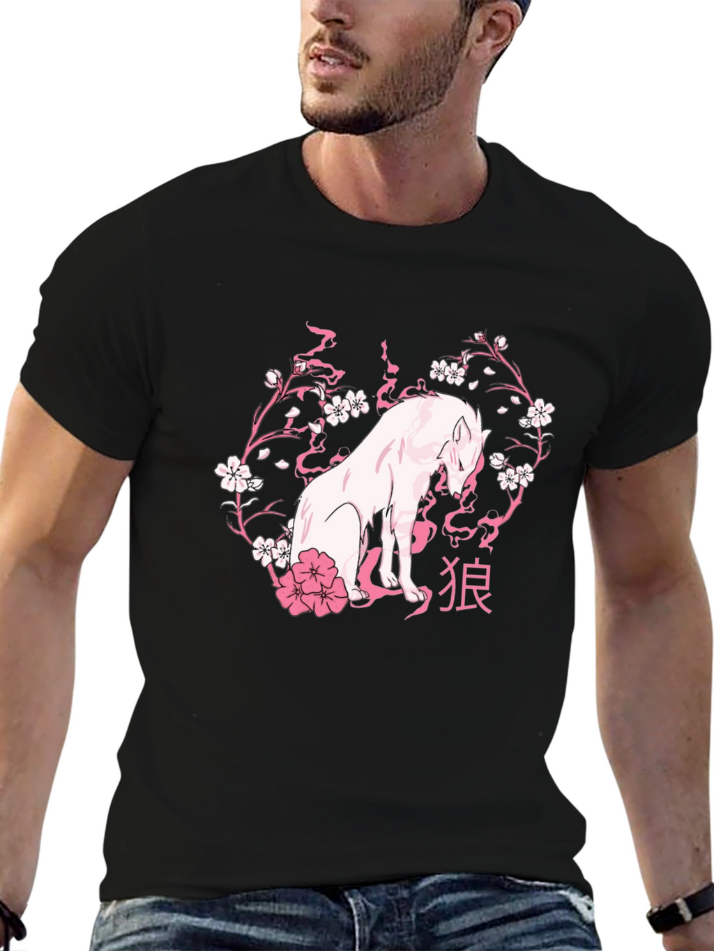 Wolf & Cherry Blossom Graphic Tee