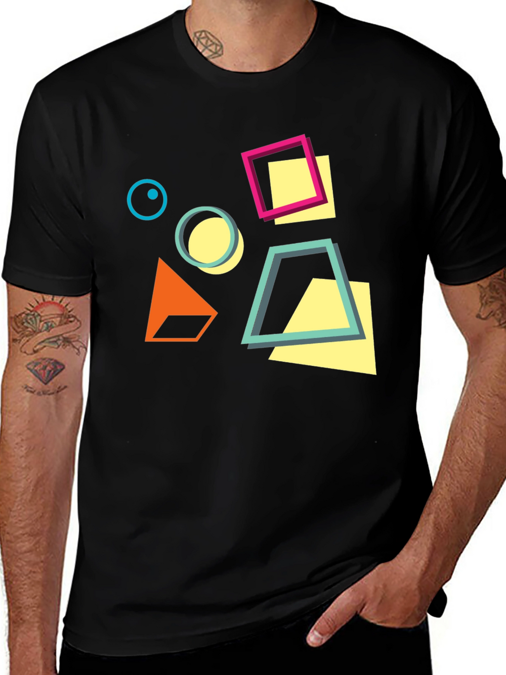 Geometric Design Black T-Shirt