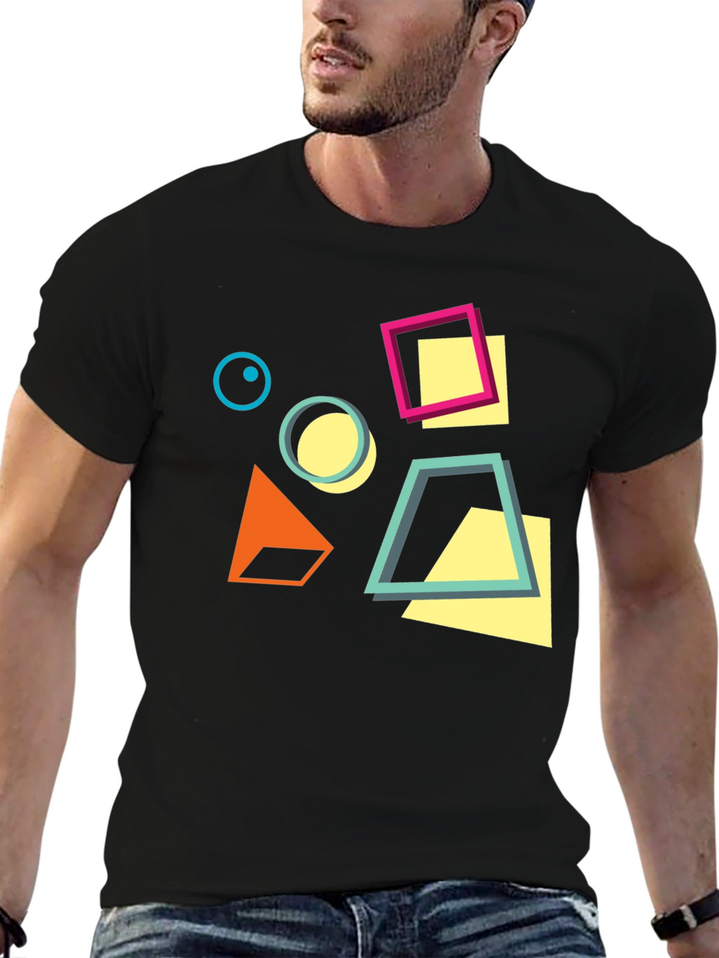 Geometric Design Black T-Shirt