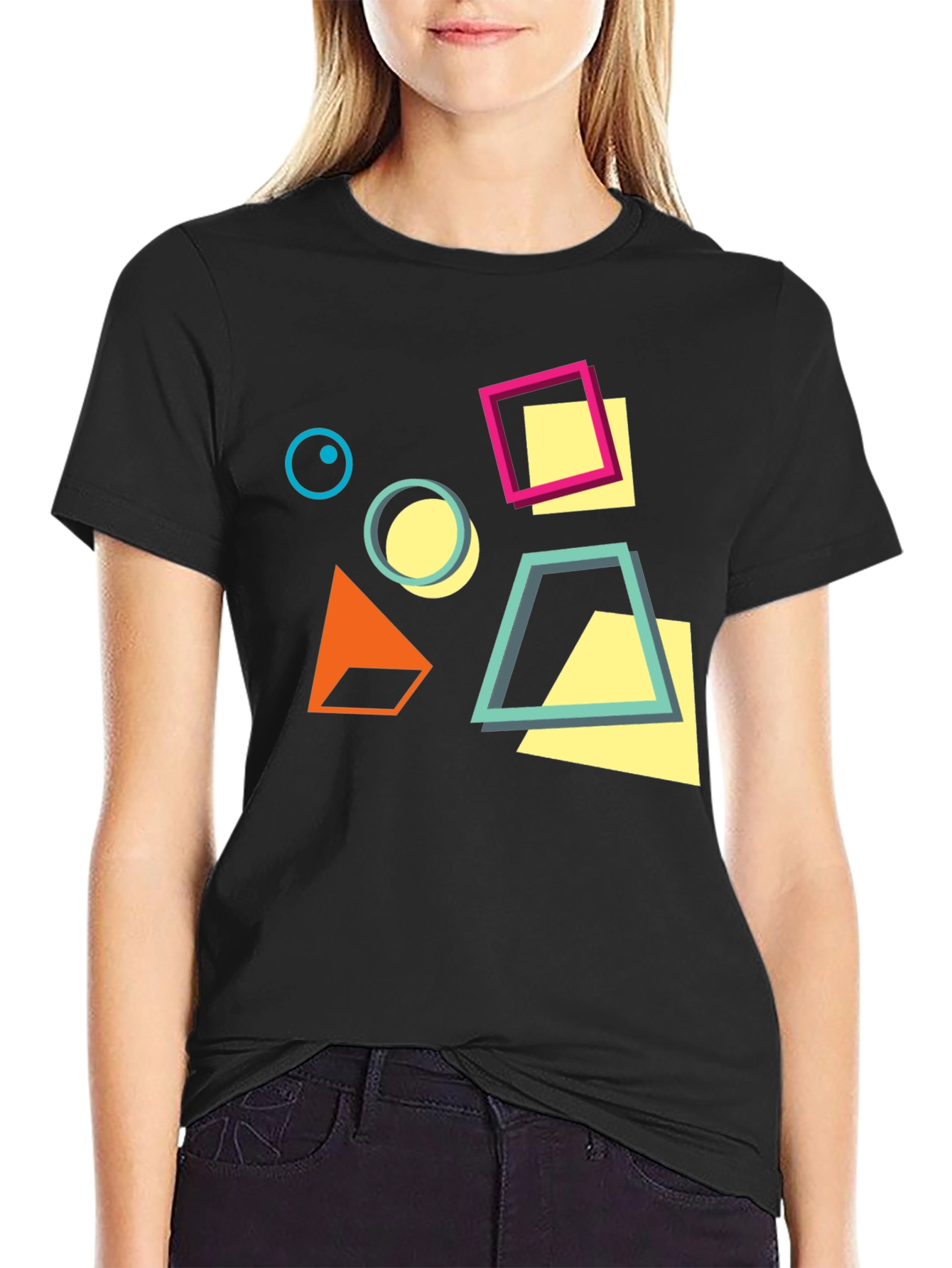 Geometric Design Black T-Shirt