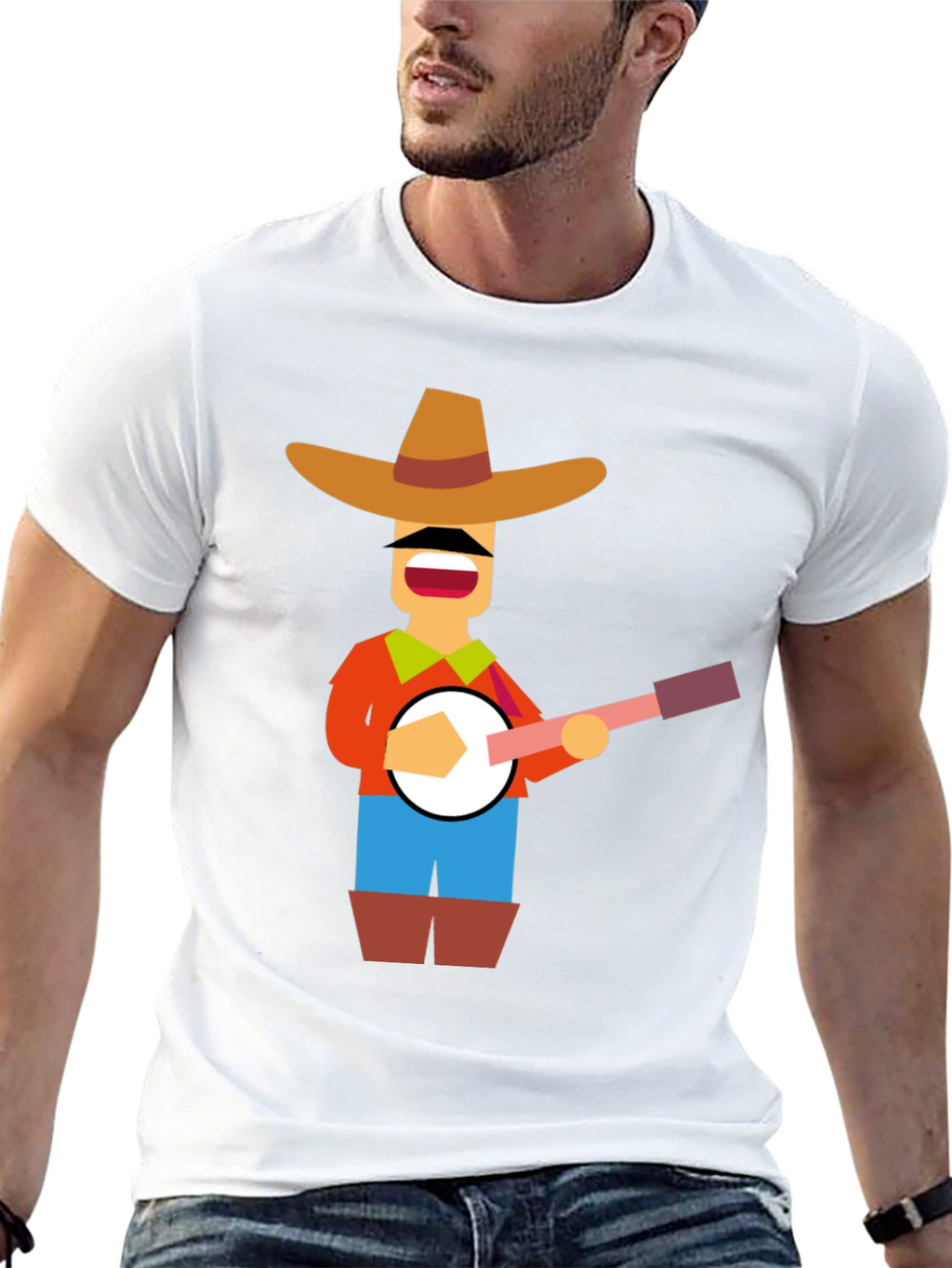 Banjo Player Graphic Tee - Black Casual Shirt