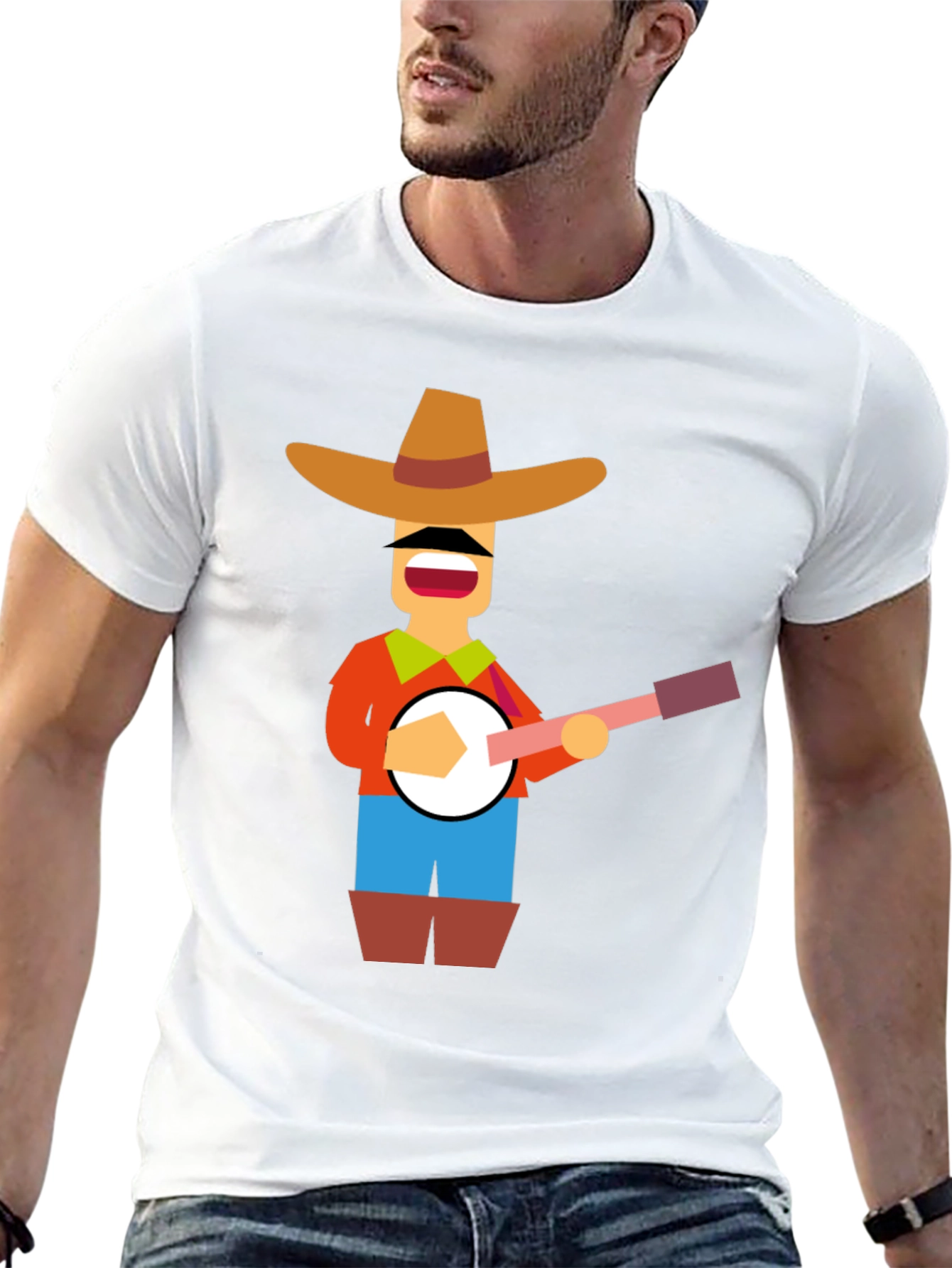 Banjo Player Graphic Tee - Black Casual Shirt