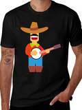 Banjo Player Graphic Tee - Black Casual Shirt