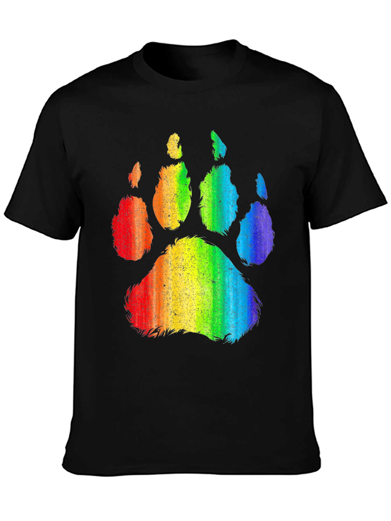 Rainbow Paw Print Graphic Tee - Black