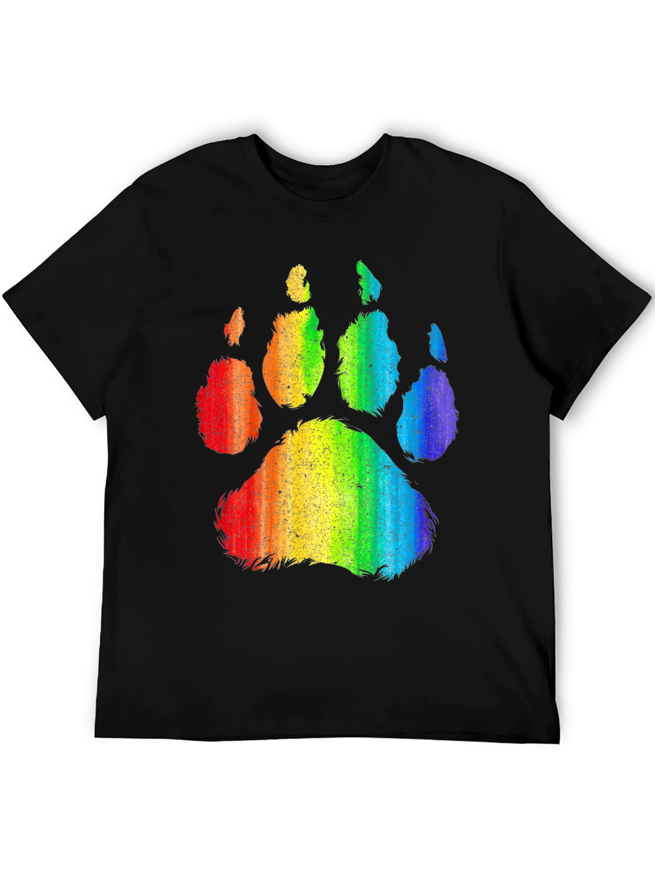 Rainbow Paw Print Graphic Tee - Black