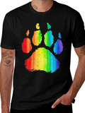 Rainbow Paw Print Graphic Tee - Black