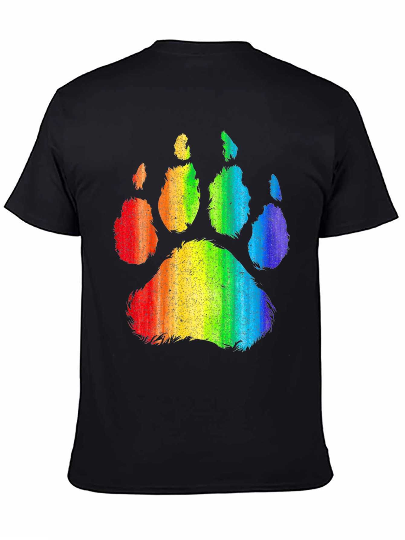 Rainbow Paw Print Graphic Tee - Black