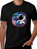 Astronaut Galaxy Black Graphic T-Shirt