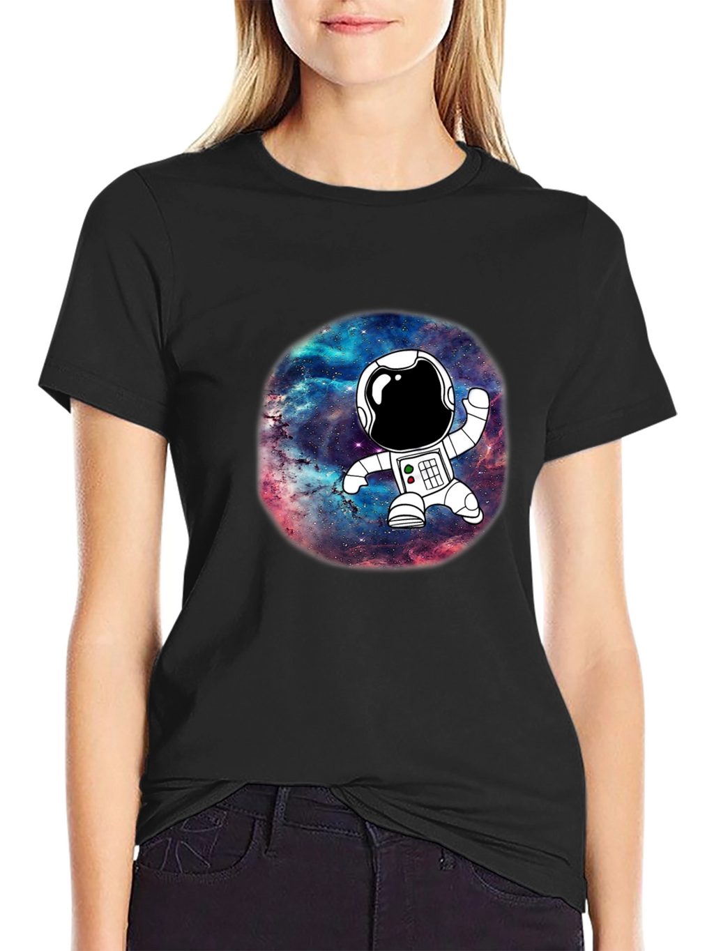 Astronaut Galaxy Black Graphic T-Shirt