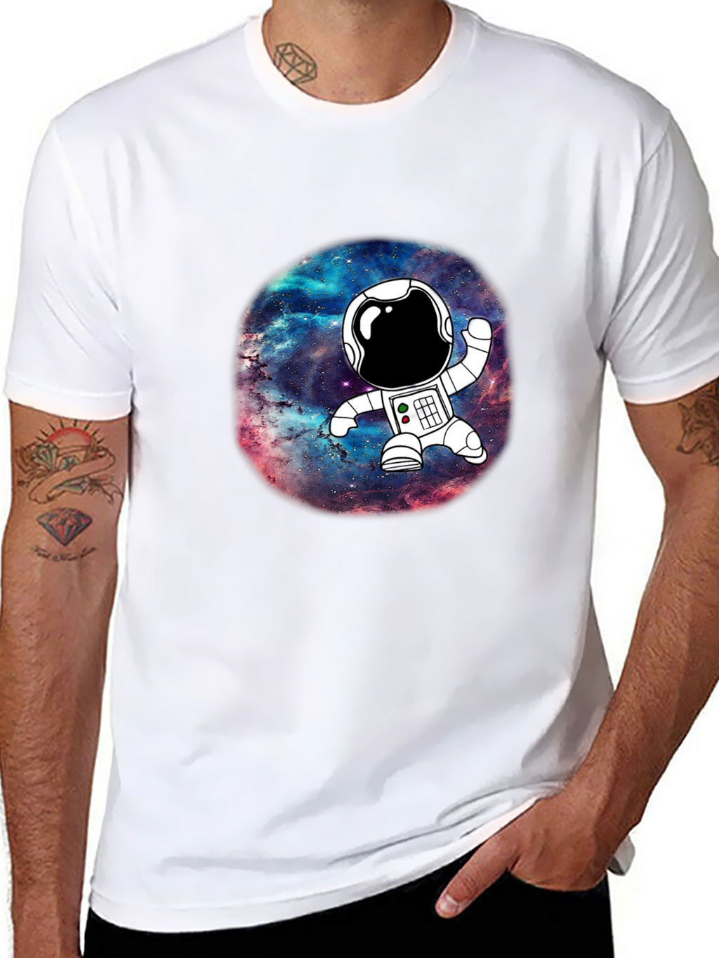 Astronaut Galaxy Black Graphic T-Shirt