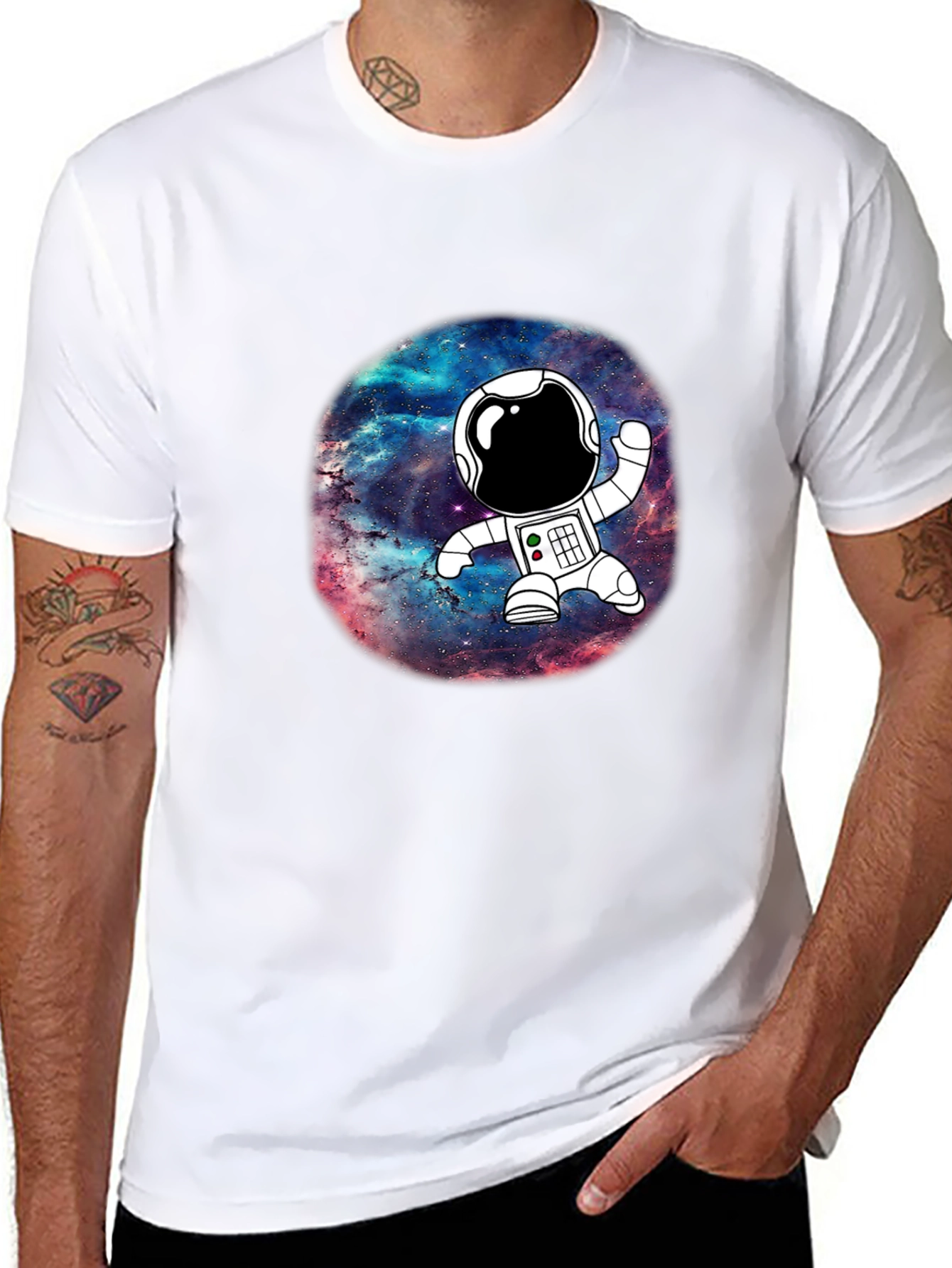 Astronaut Galaxy Black Graphic T-Shirt