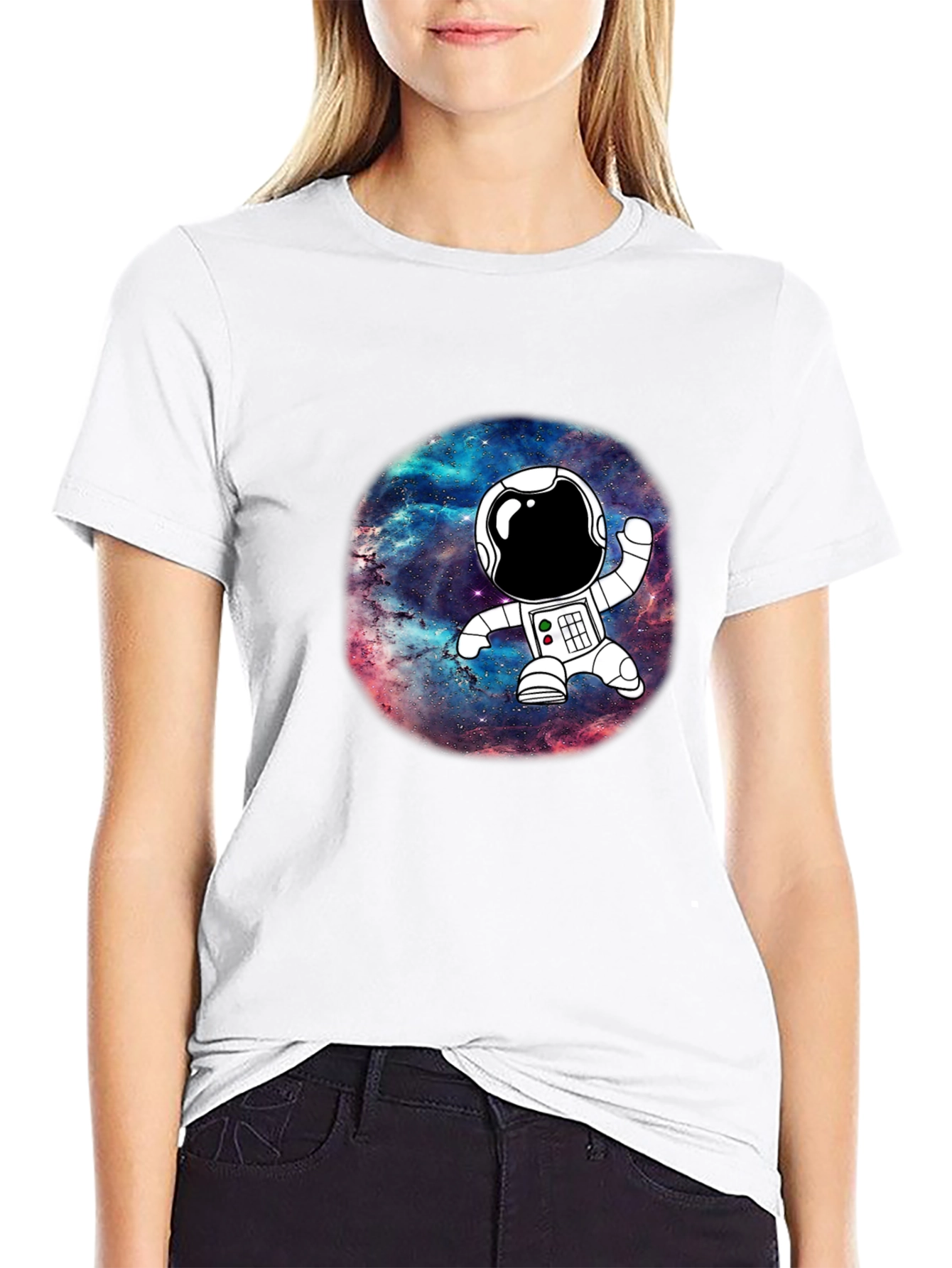 Astronaut Galaxy Black Graphic T-Shirt