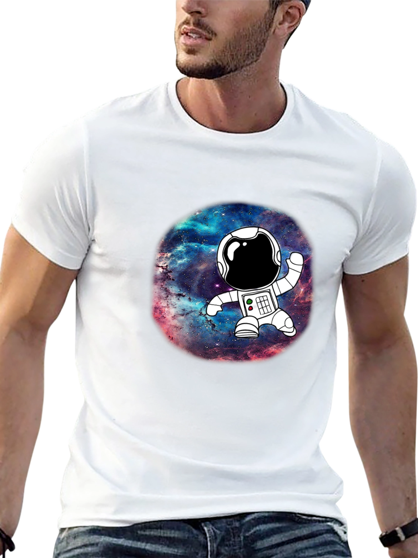 Astronaut Galaxy Black Graphic T-Shirt