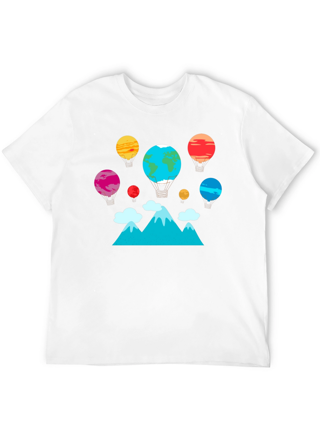 Planet Balloon Graphic Tee - Black Cotton Blend