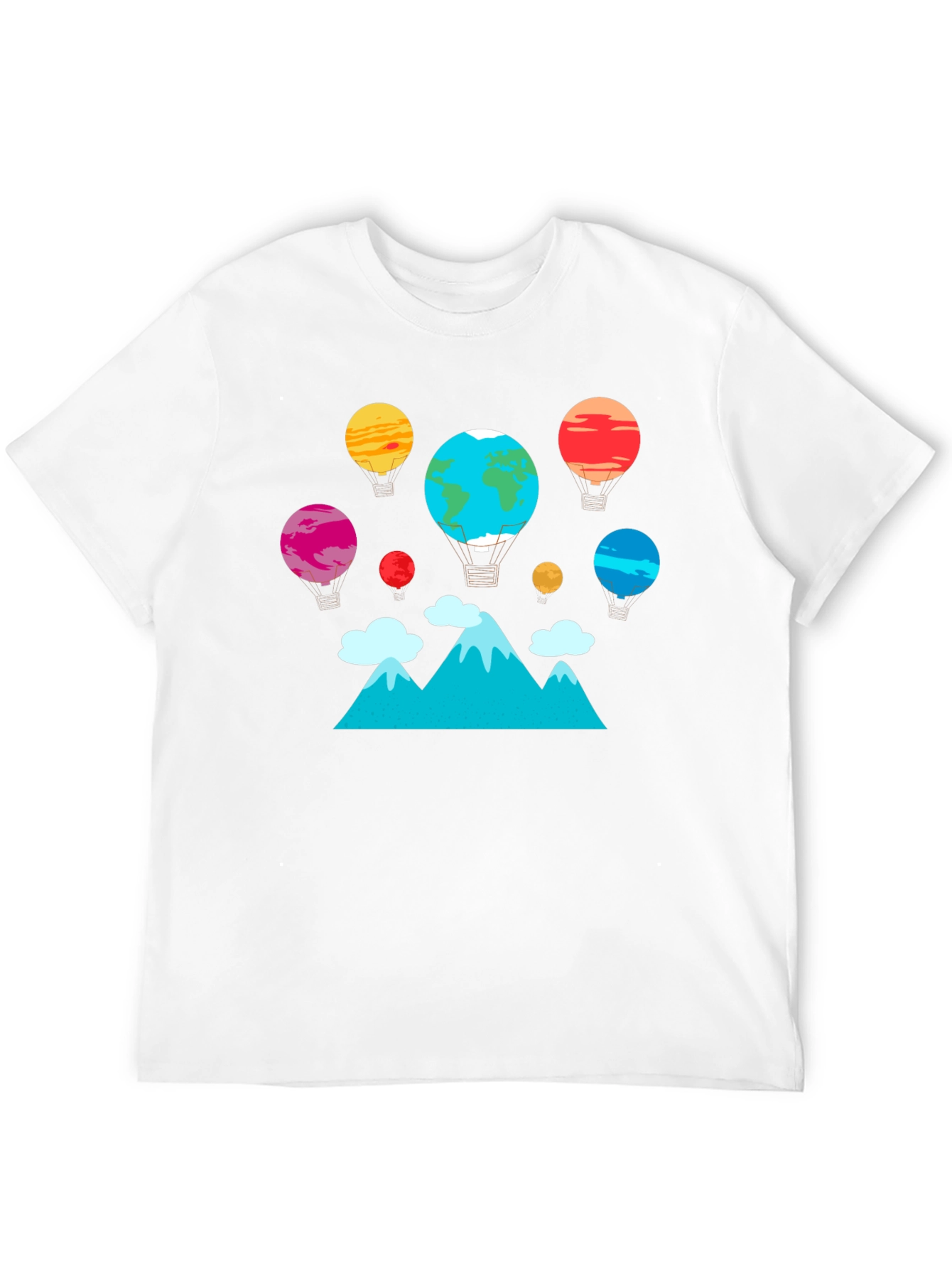 Planet Balloon Graphic Tee - Black Cotton Blend