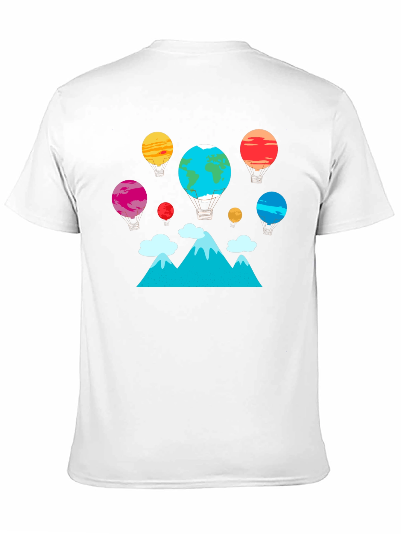 Planet Balloon Graphic Tee - Black Cotton Blend