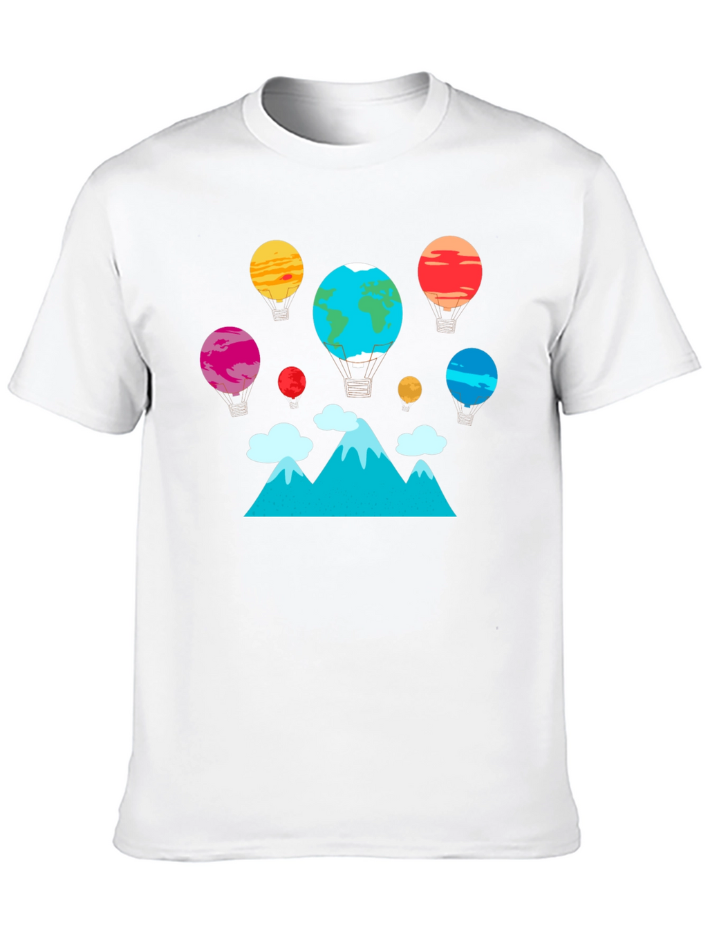 Planet Balloon Graphic Tee - Black Cotton Blend