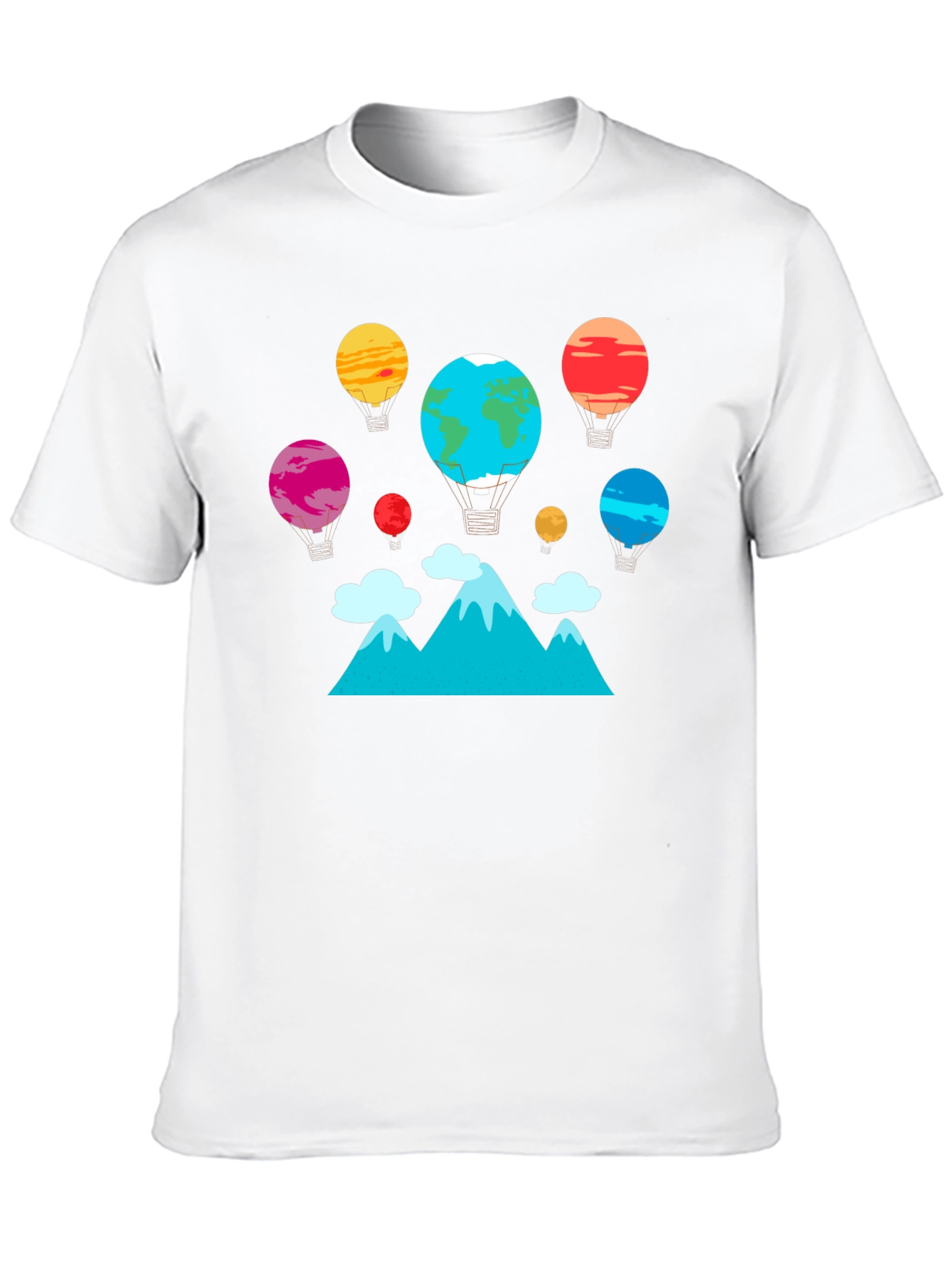 Planet Balloon Graphic Tee - Black Cotton Blend