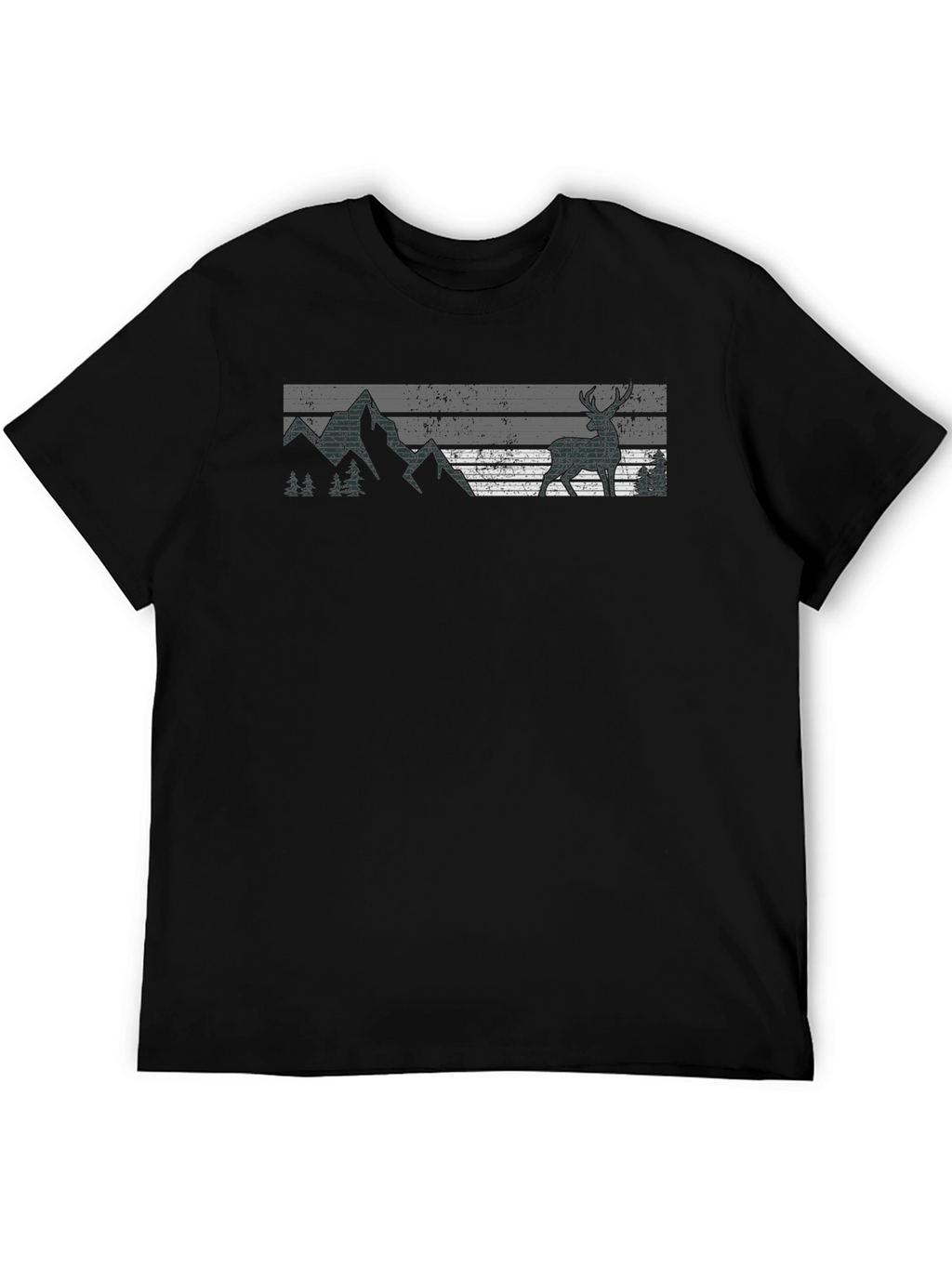 Nature Deer Graphic Tee - Black