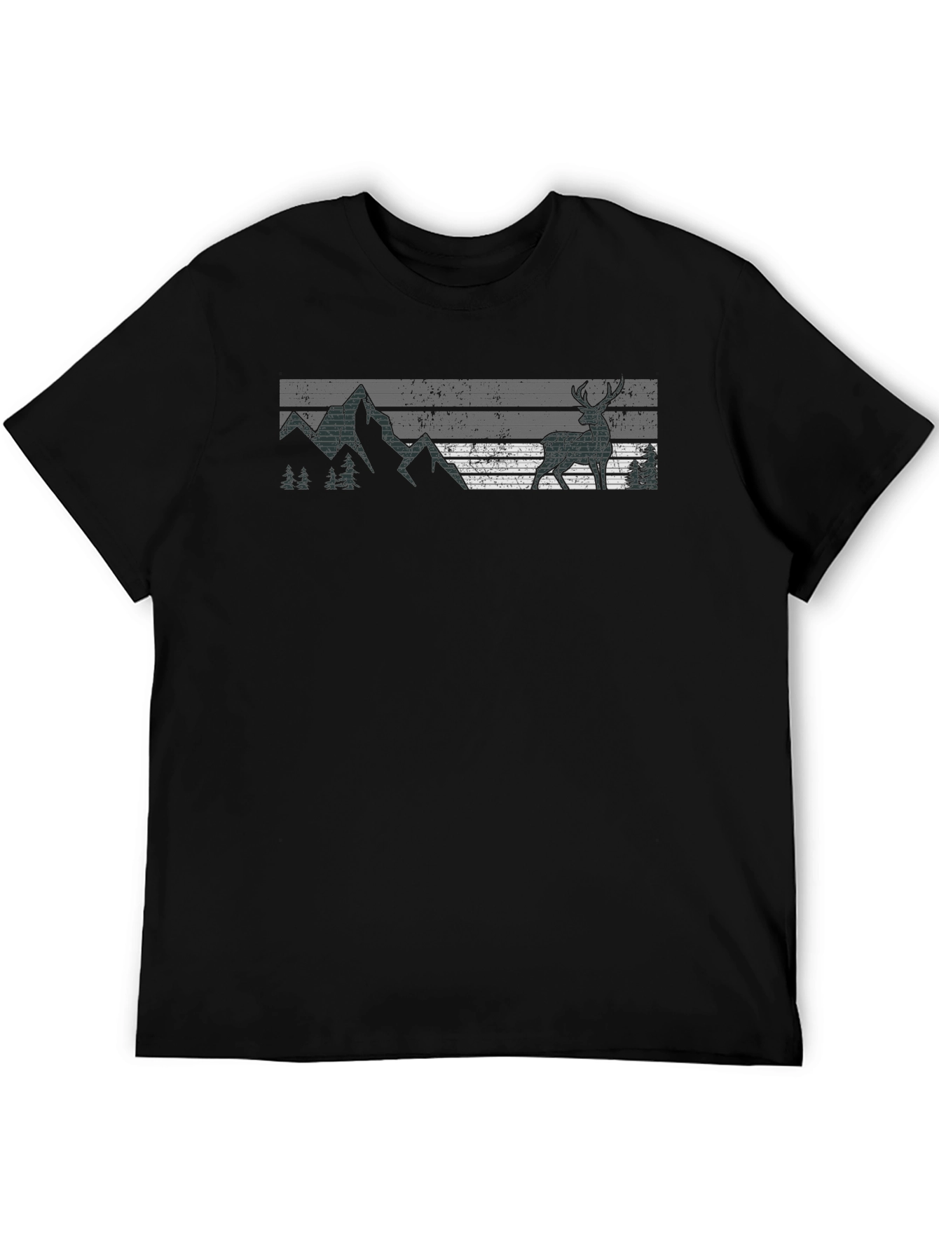 Nature Deer Graphic Tee - Black