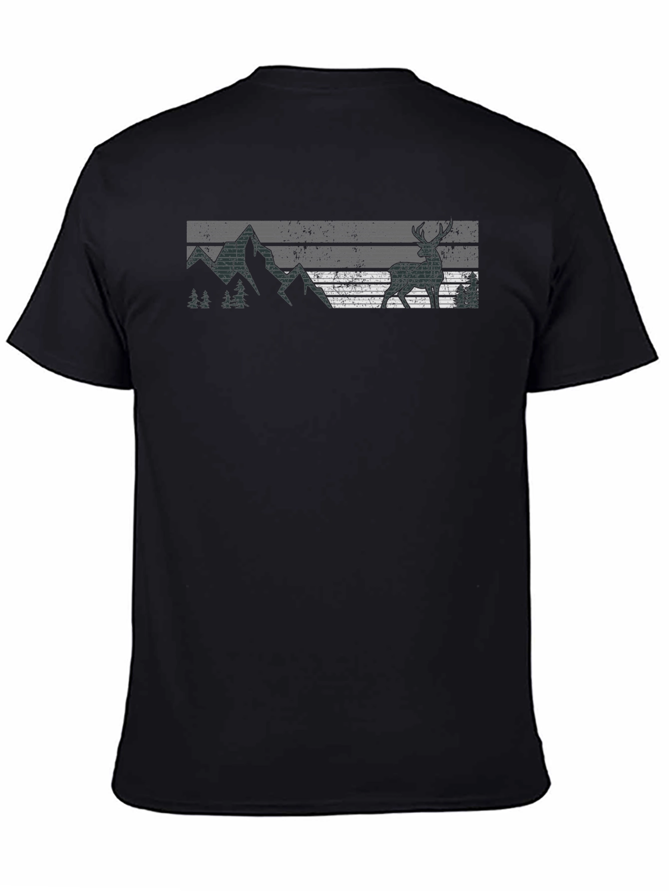 Nature Deer Graphic Tee - Black