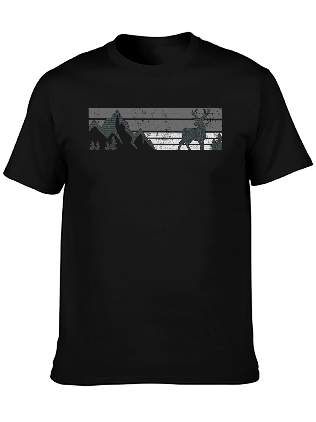 Nature Deer Graphic Tee - Black