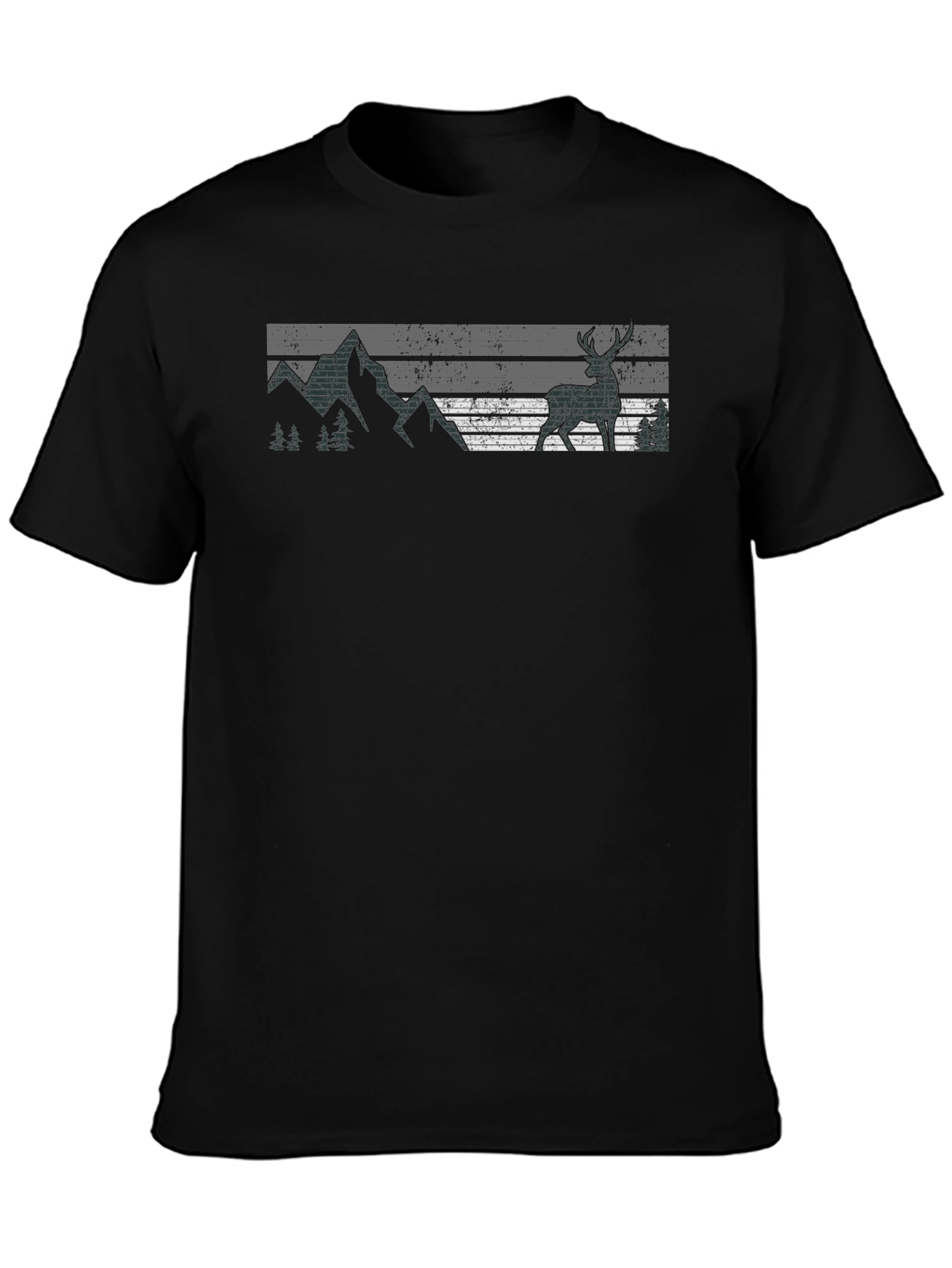 Nature Deer Graphic Tee - Black