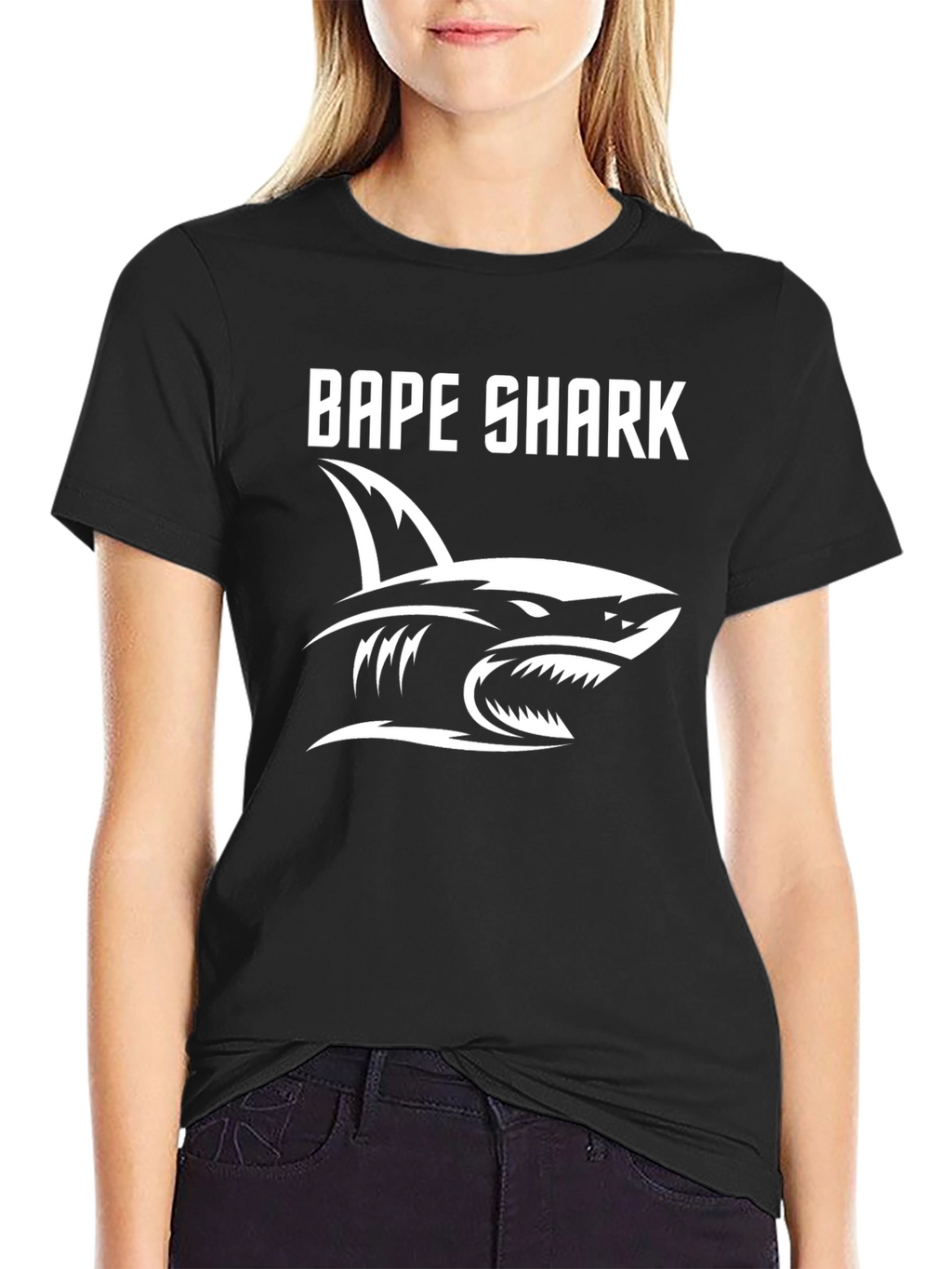 Bape Shark Graphic Tee - Stylish Black Cotton T-Shirt