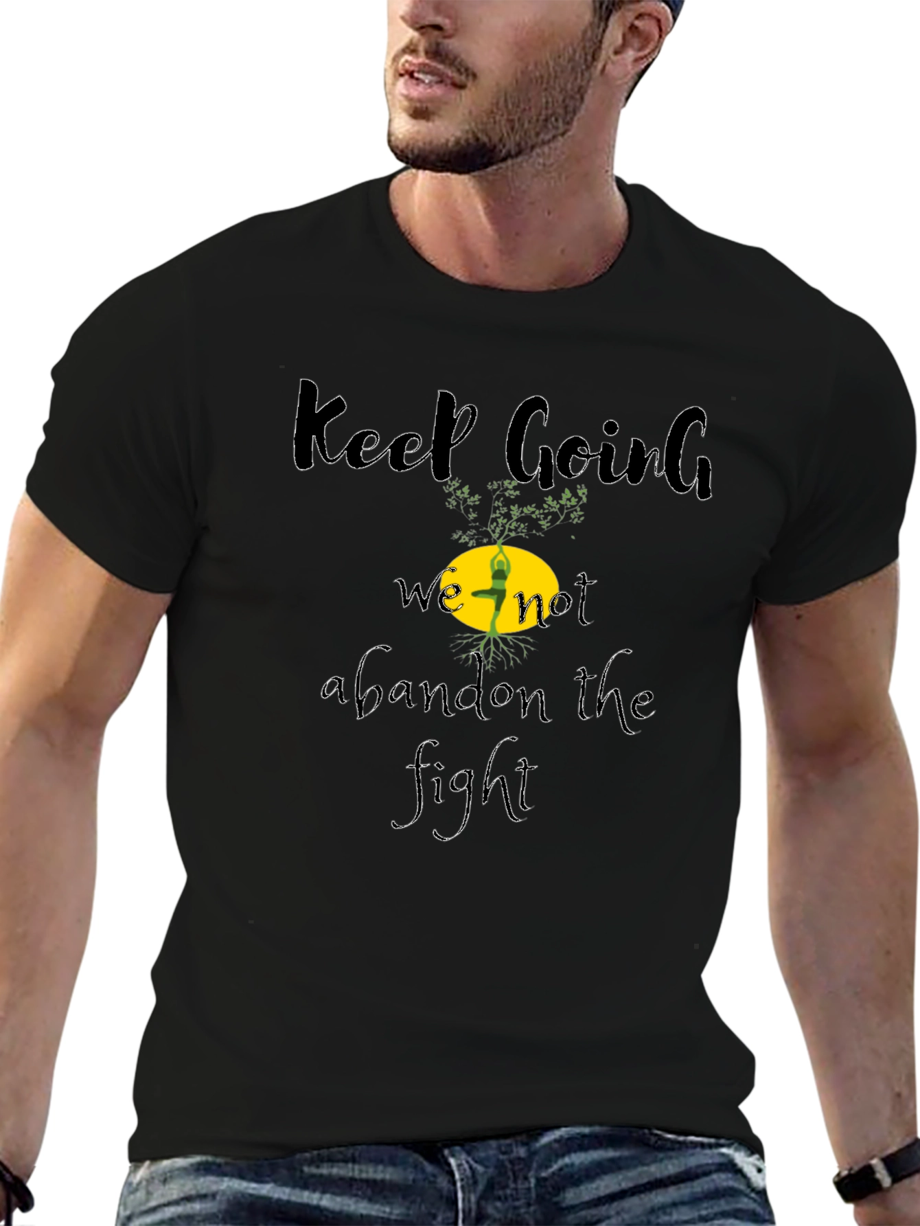 Motivational Keep Going Graphic Black T-Shirt