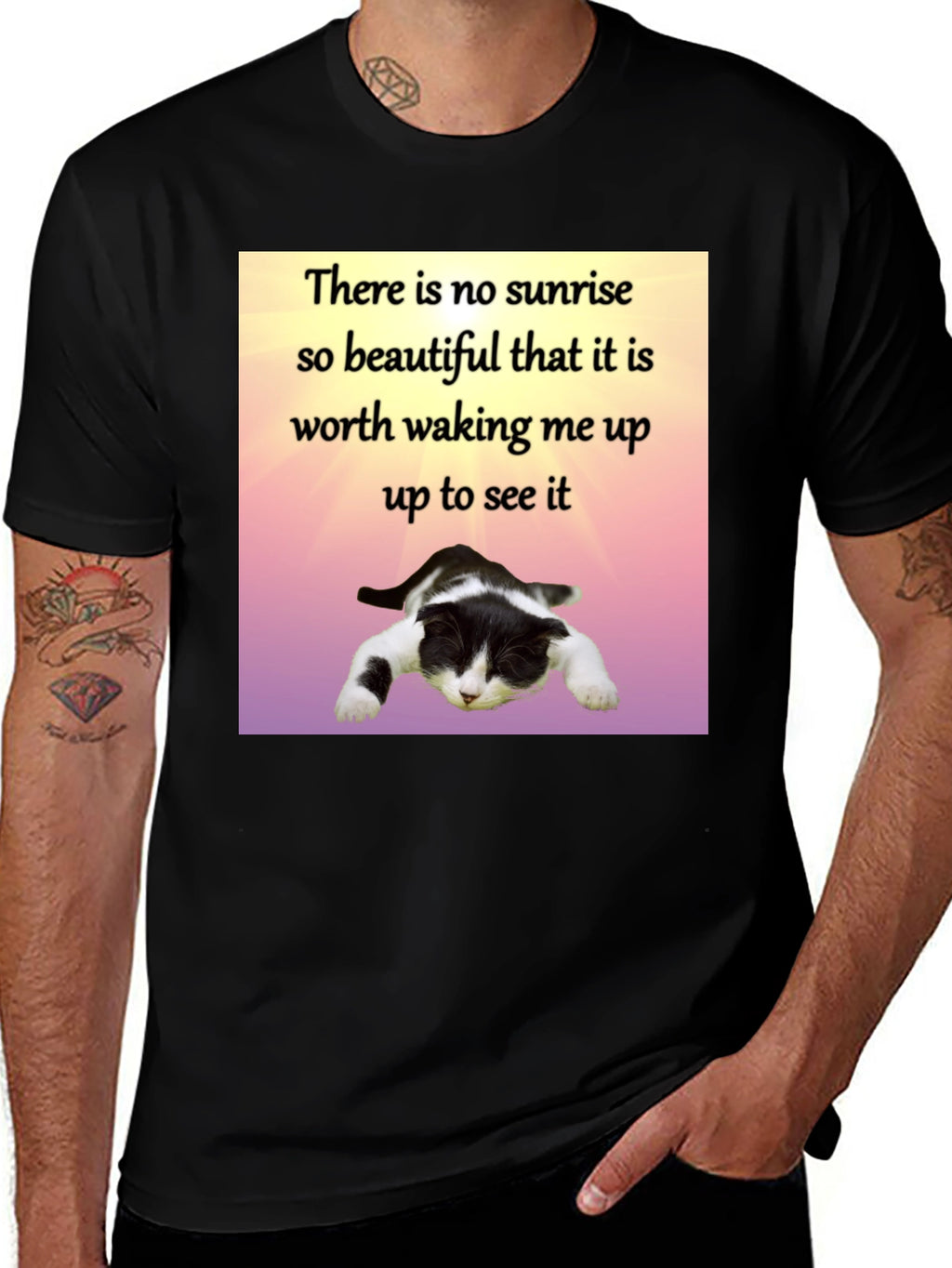 Lazy Cat Sunrise T-Shirt - Funny Sleep Lover Tee