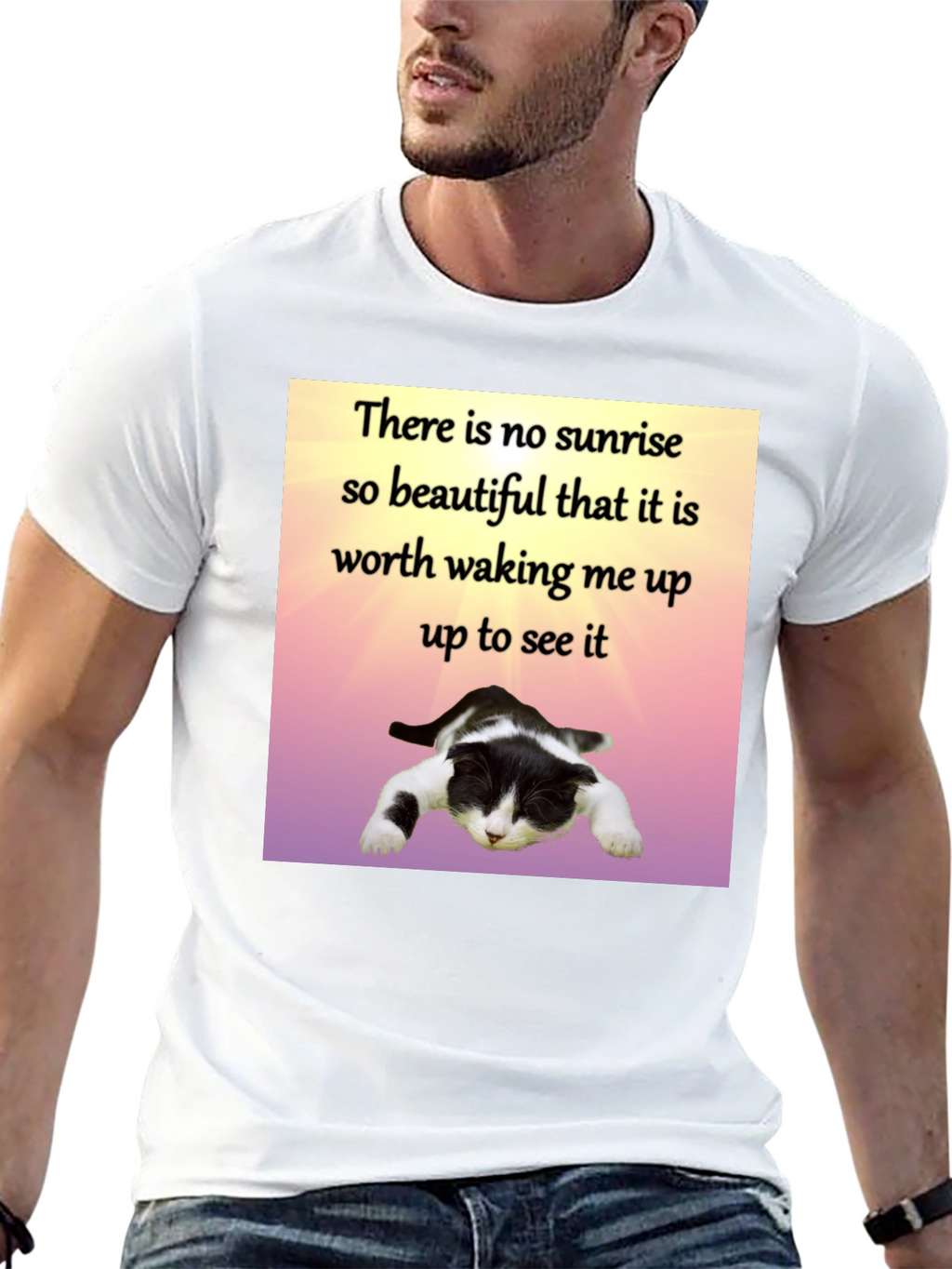 Lazy Cat Sunrise T-Shirt - Funny Sleep Lover Tee