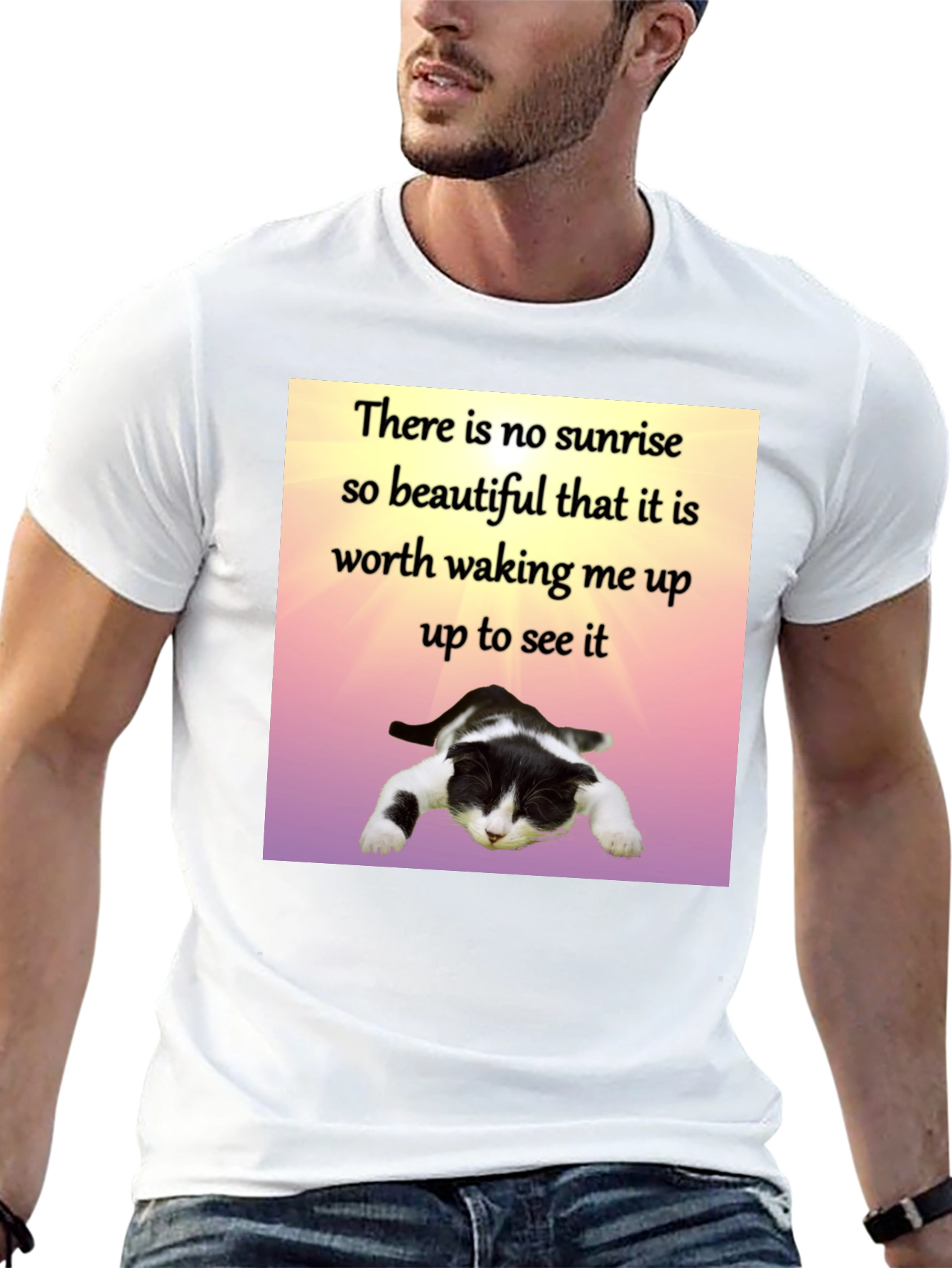 Lazy Cat Sunrise T-Shirt - Funny Sleep Lover Tee