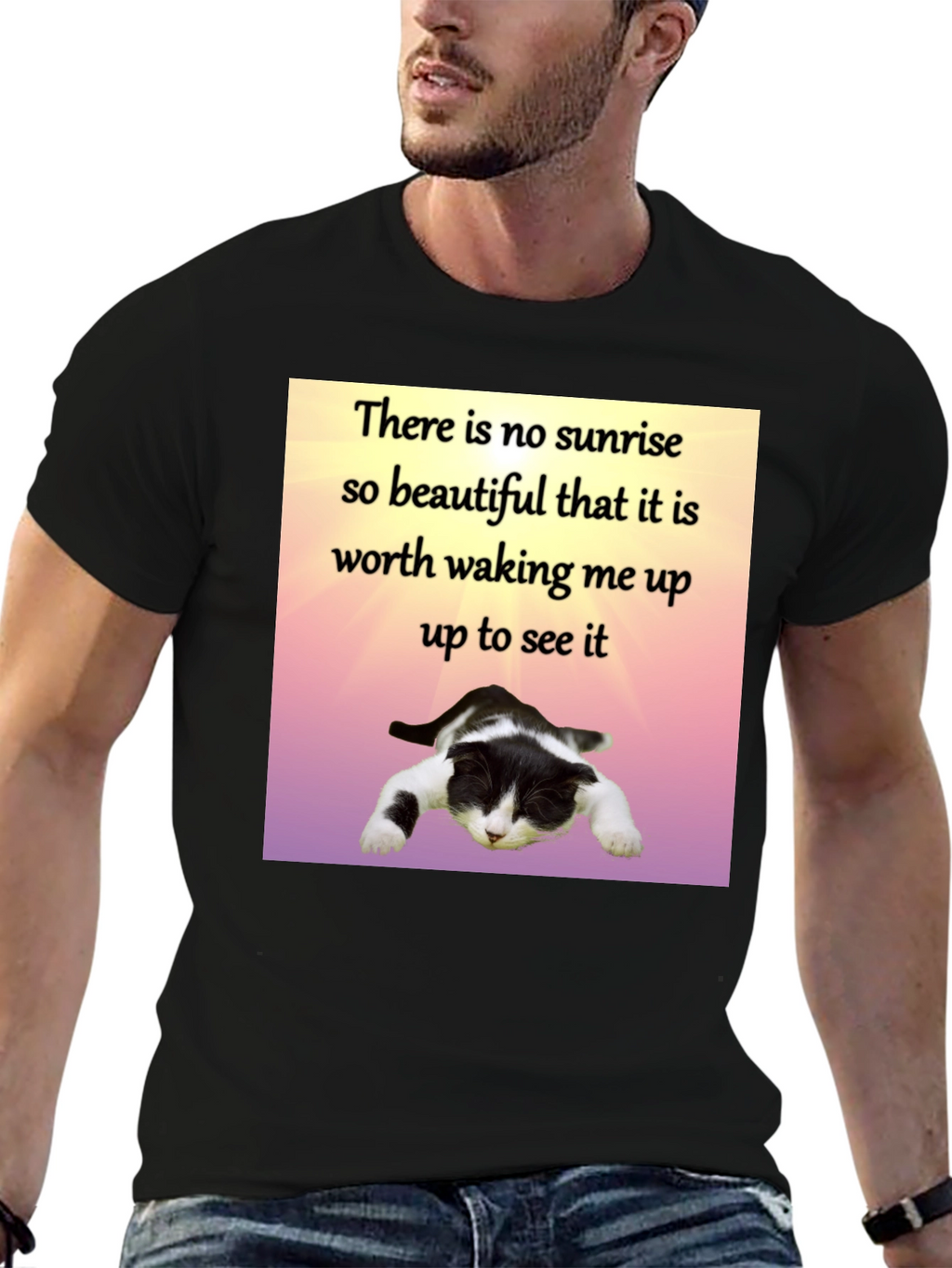 Lazy Cat Sunrise T-Shirt - Funny Sleep Lover Tee