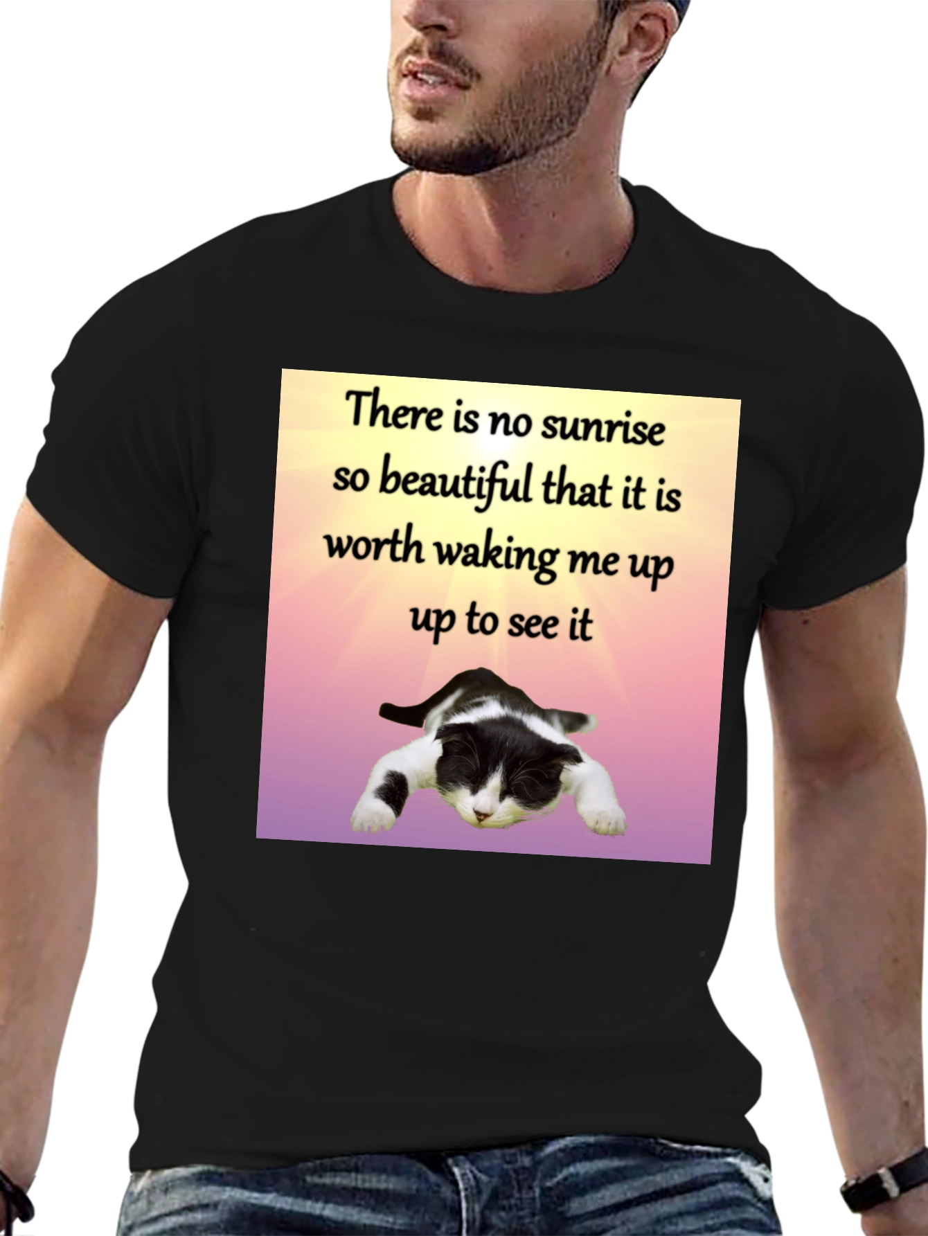 Lazy Cat Sunrise T-Shirt - Funny Sleep Lover Tee