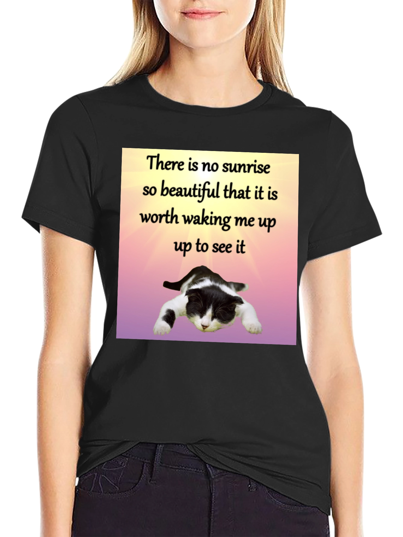 Lazy Cat Sunrise T-Shirt - Funny Sleep Lover Tee