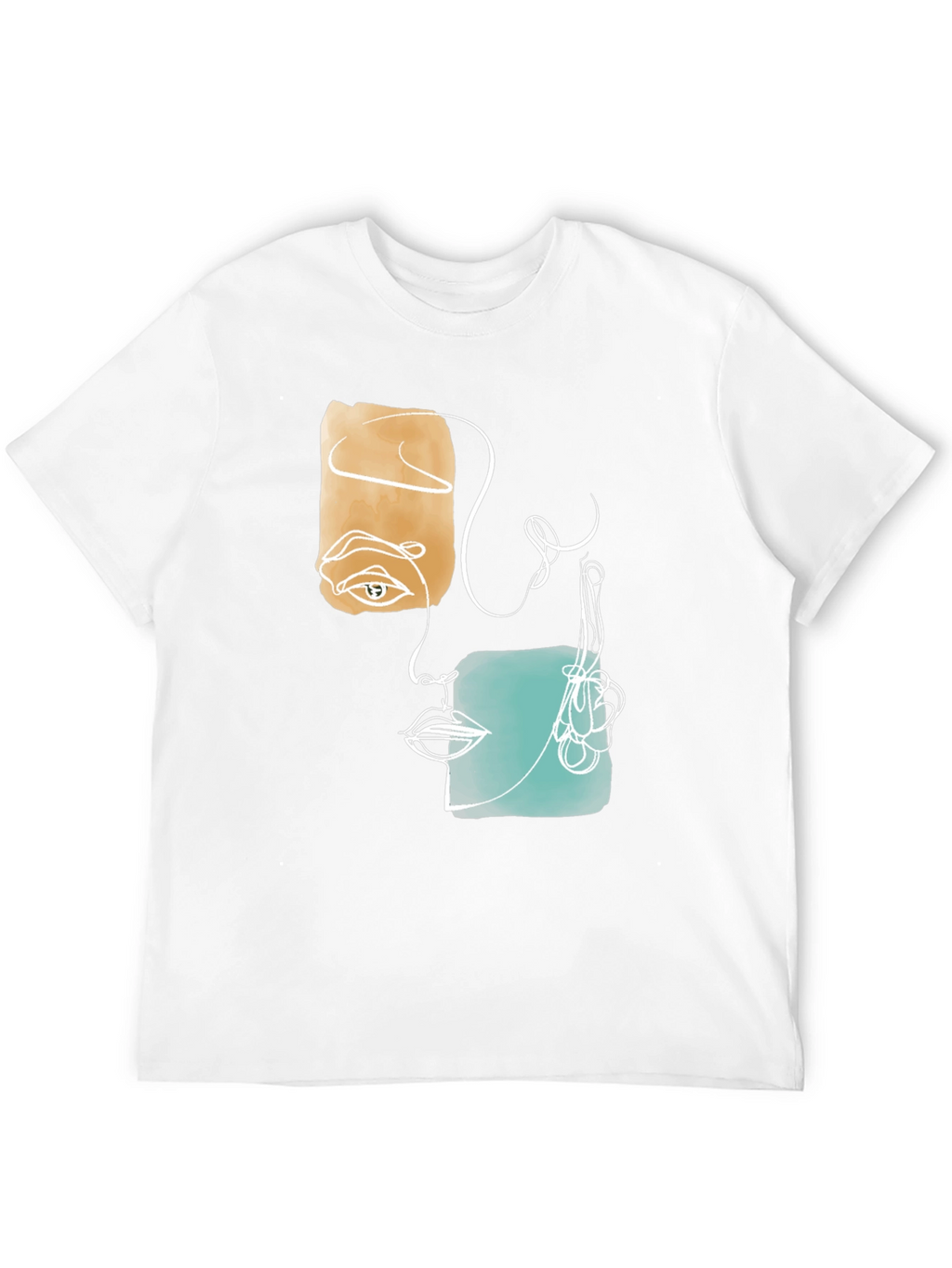 Abstract Face Graphic Print Black T-Shirt